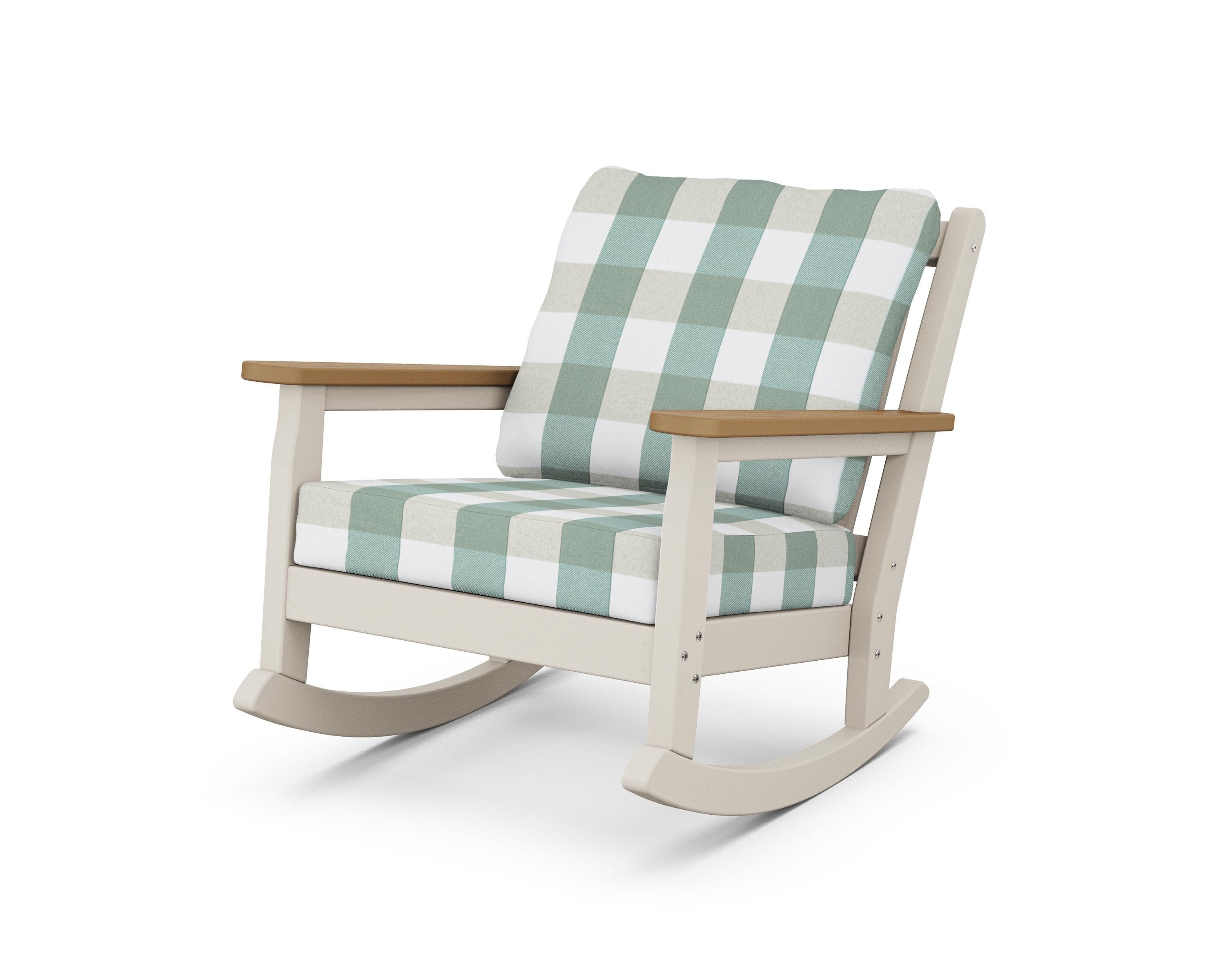 Chippendale Deep Seating Rocking Chair in Sand / Natural / Buffalo Plaid Glacier Spa