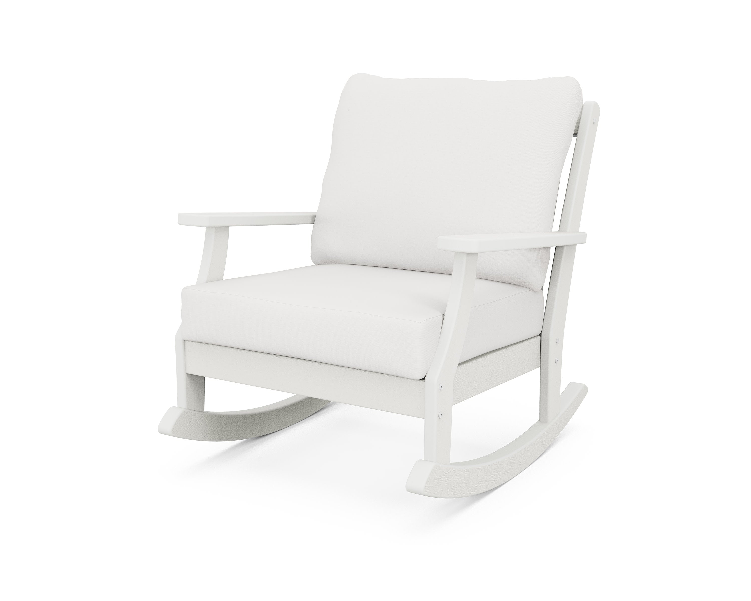 Braxton Deep Seating Rocking Chair in Vintage White / Natural Linen