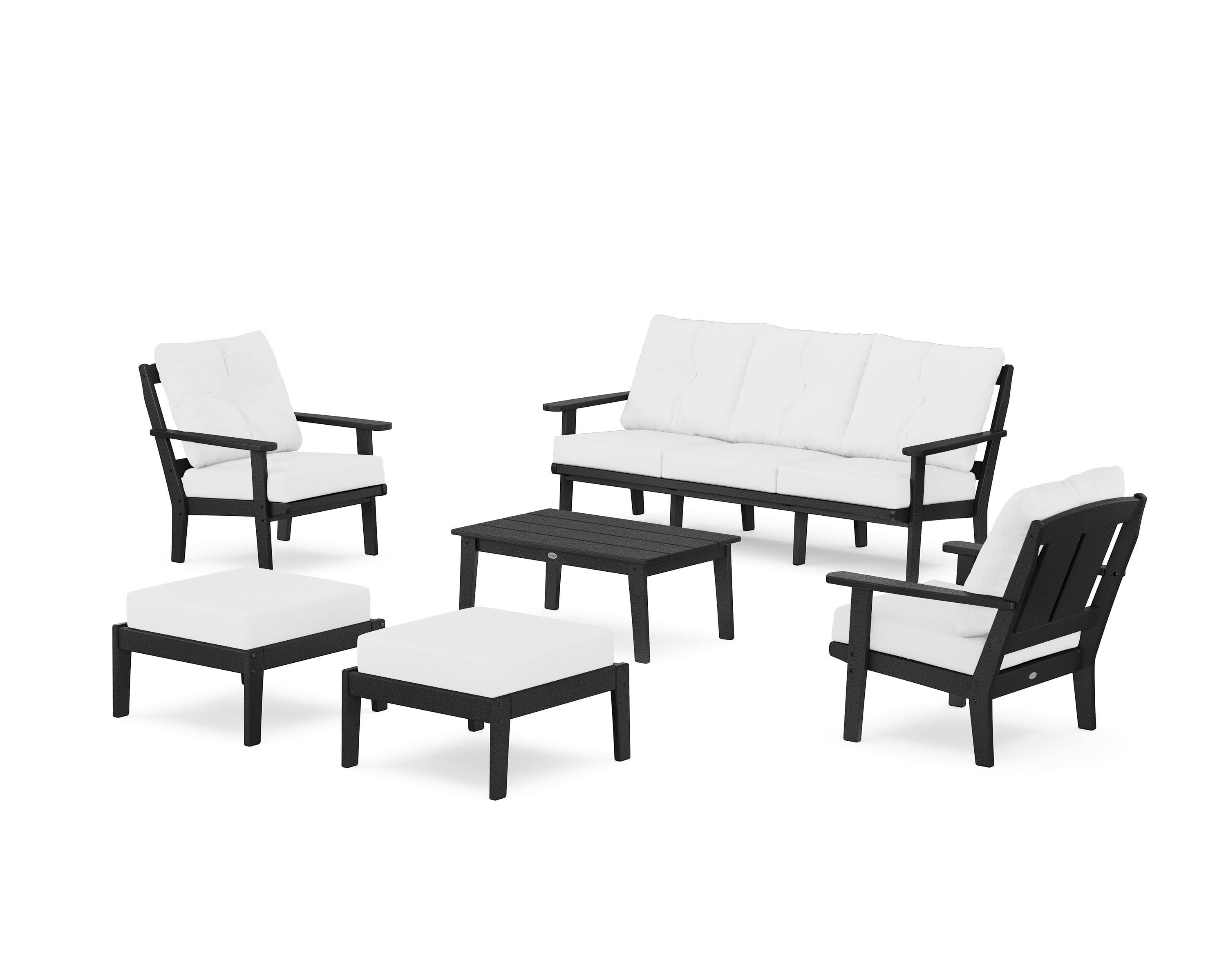 Mission 6-Piece Lounge Sofa Set in Black / Natural