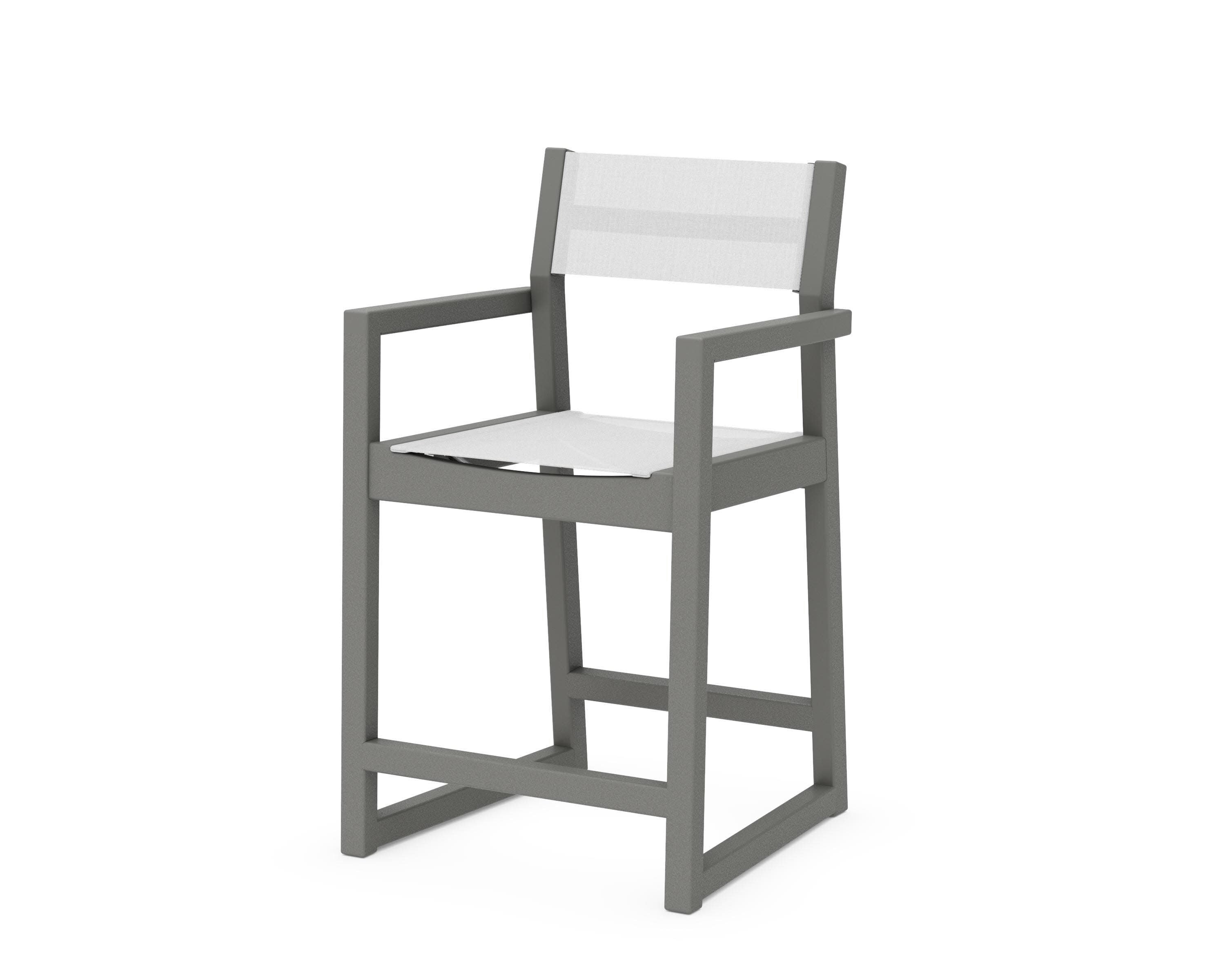 EDGE Sling Counter Arm Chair in Slate Grey / White Sling