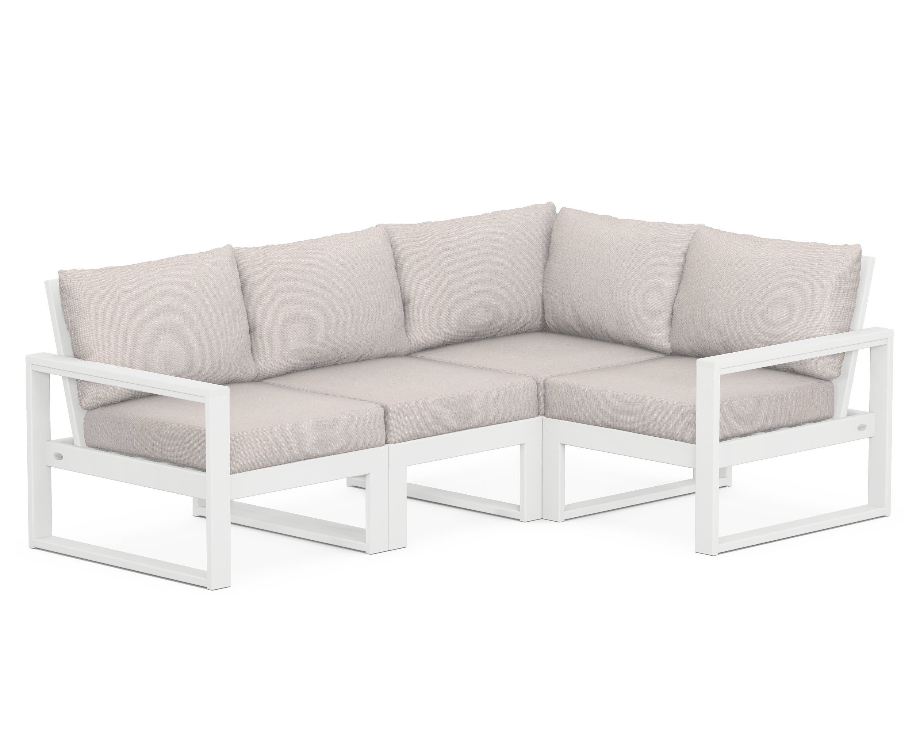 EDGE 4-Piece Modular Deep Seating Set in White / Dune Burlap