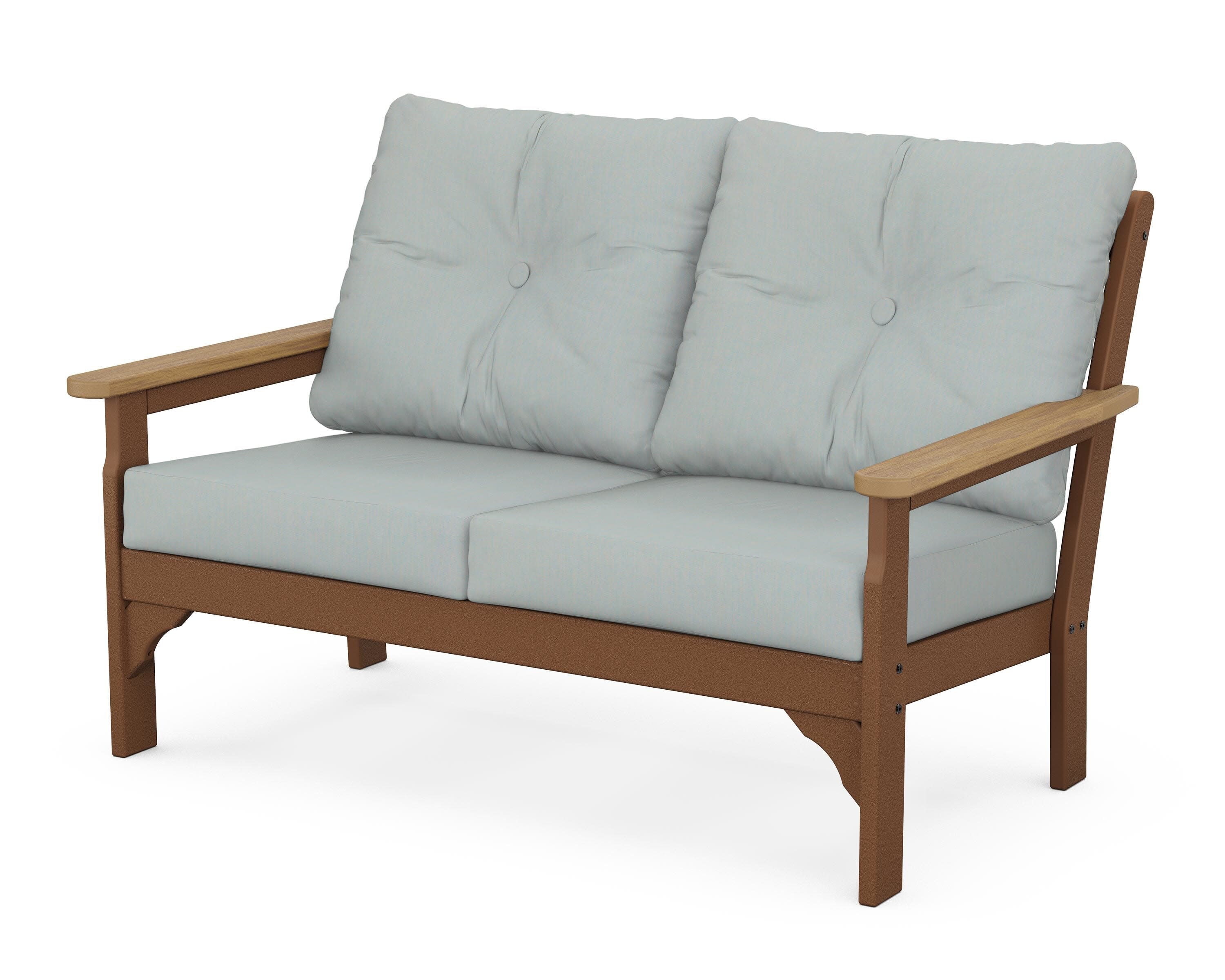 Vineyard Deep Seating Loveseat in Teak / Natural / Spa