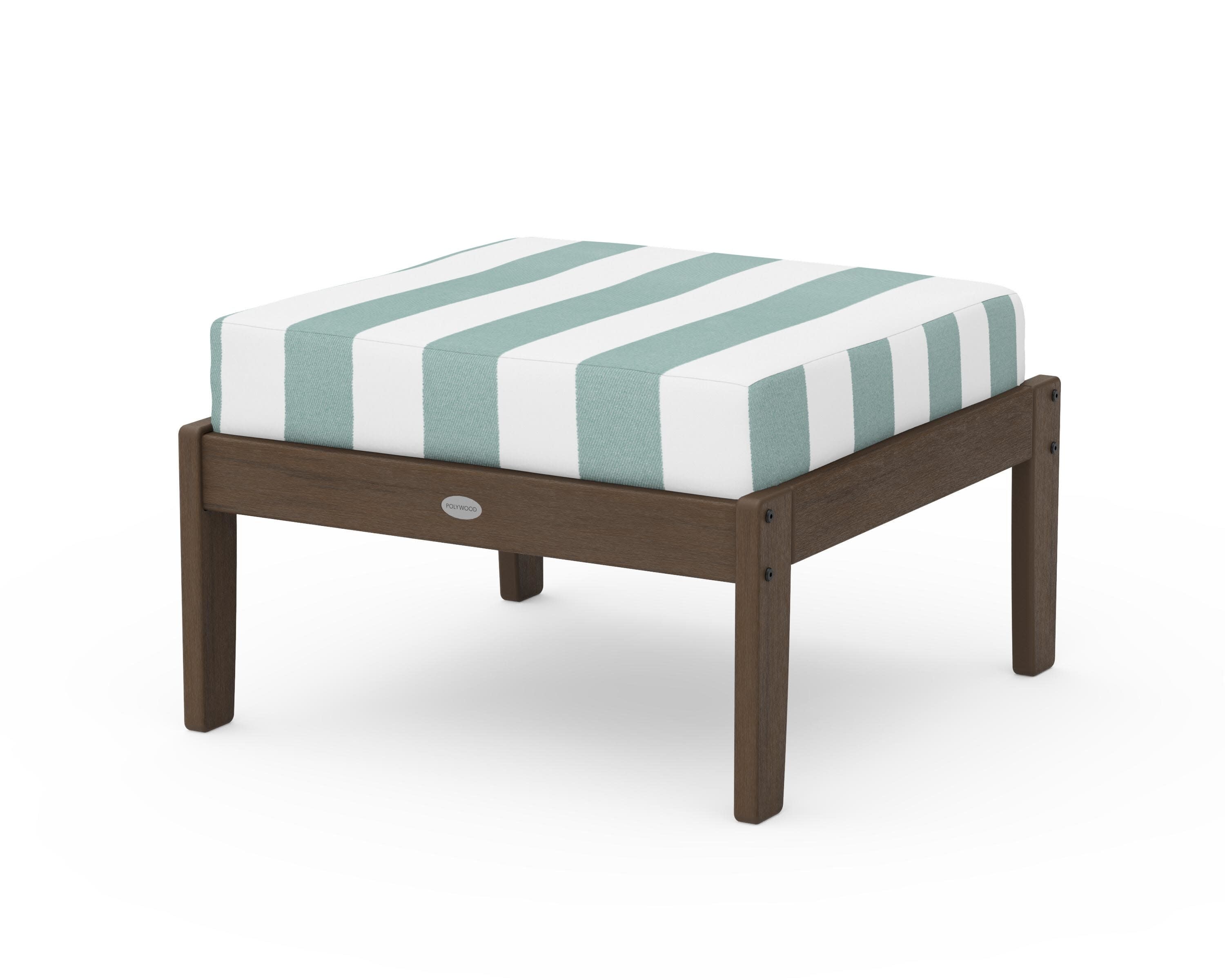 Braxton Deep Seating Ottoman in Kona / Cabana Stripe Glacier Spa