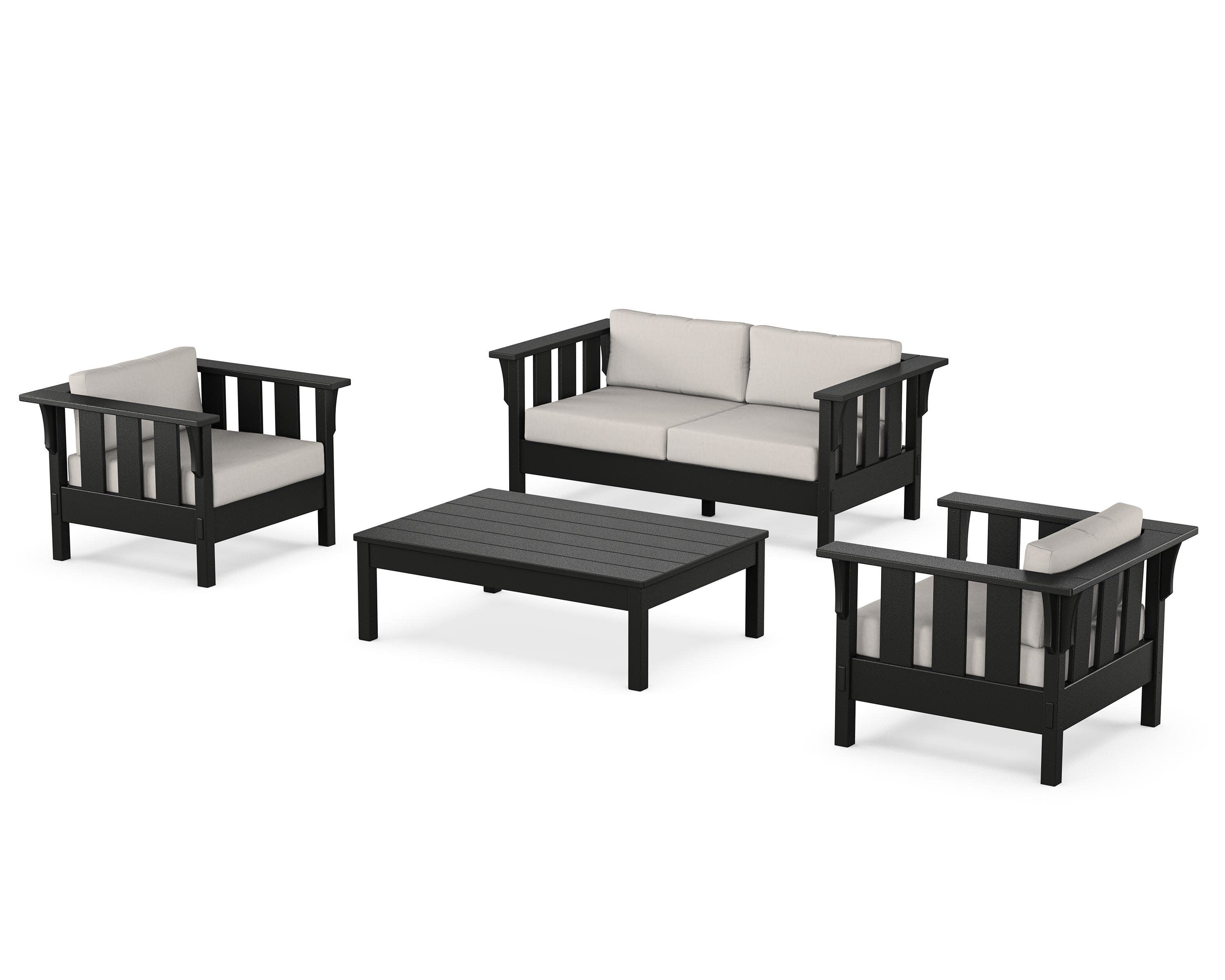Acadia 4-Piece Deep Seating Set with Loveseat in Black / Cast Ash