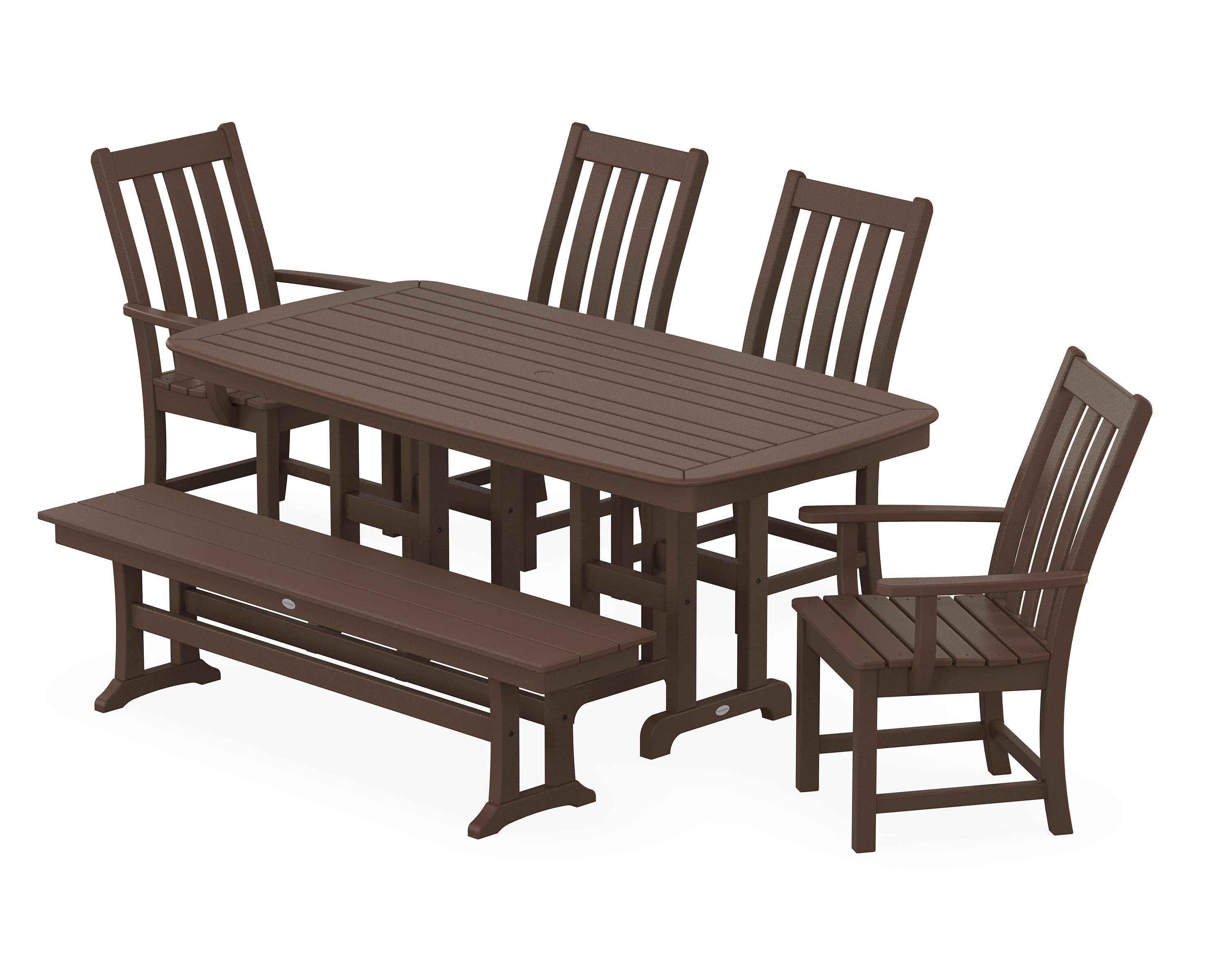 Vineyard 6-Piece Dining Set with Bench in Mahogany