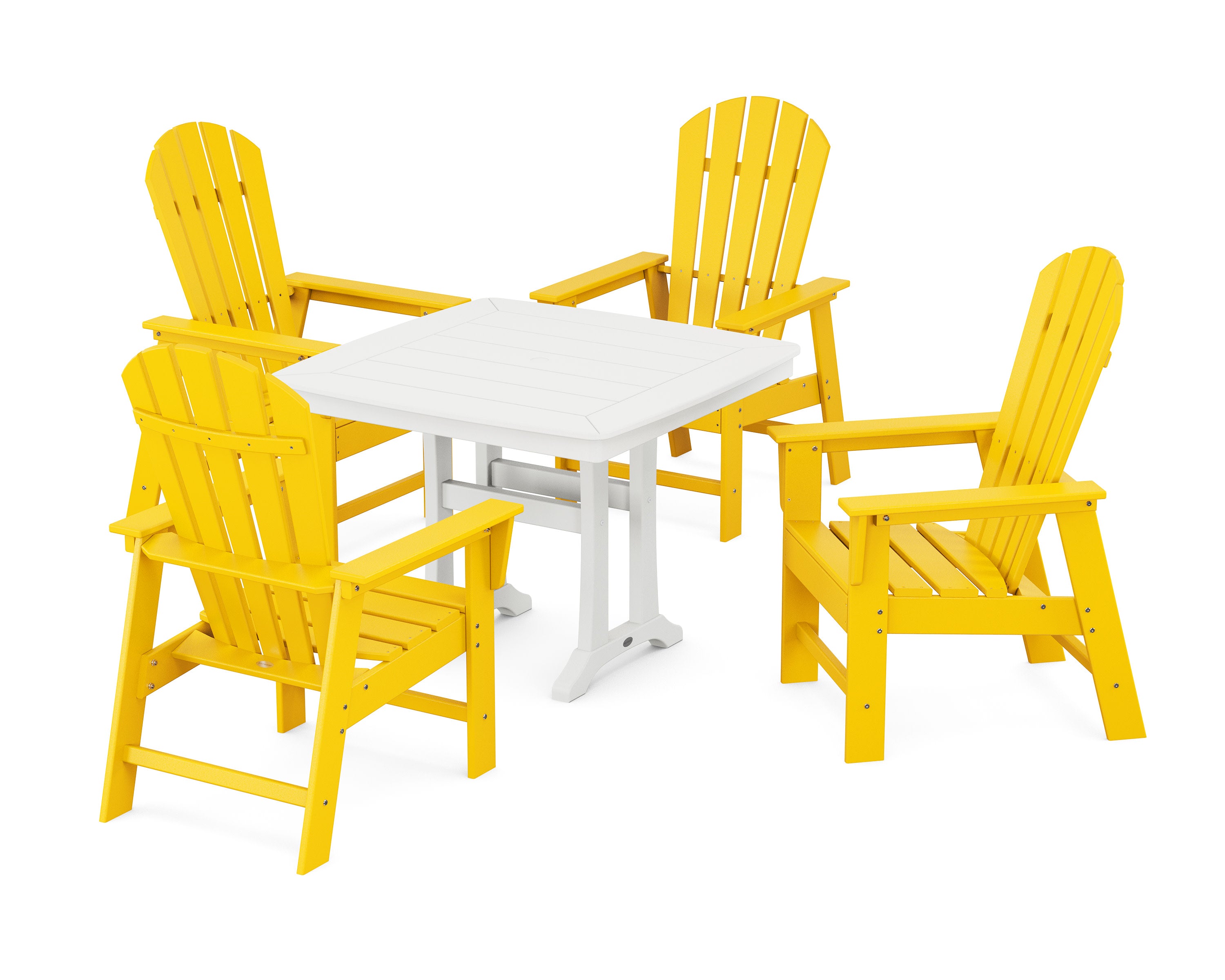 South Beach 5-Piece Dining Set with Trestle Legs in Lemon / White