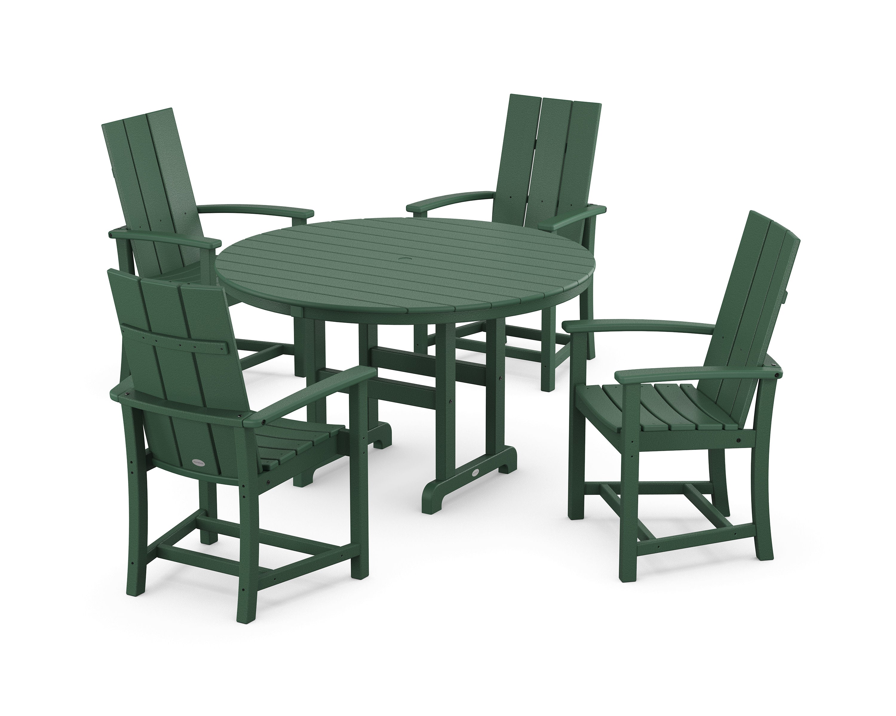 Modern Adirondack 5-Piece Round Farmhouse Dining Set in Green