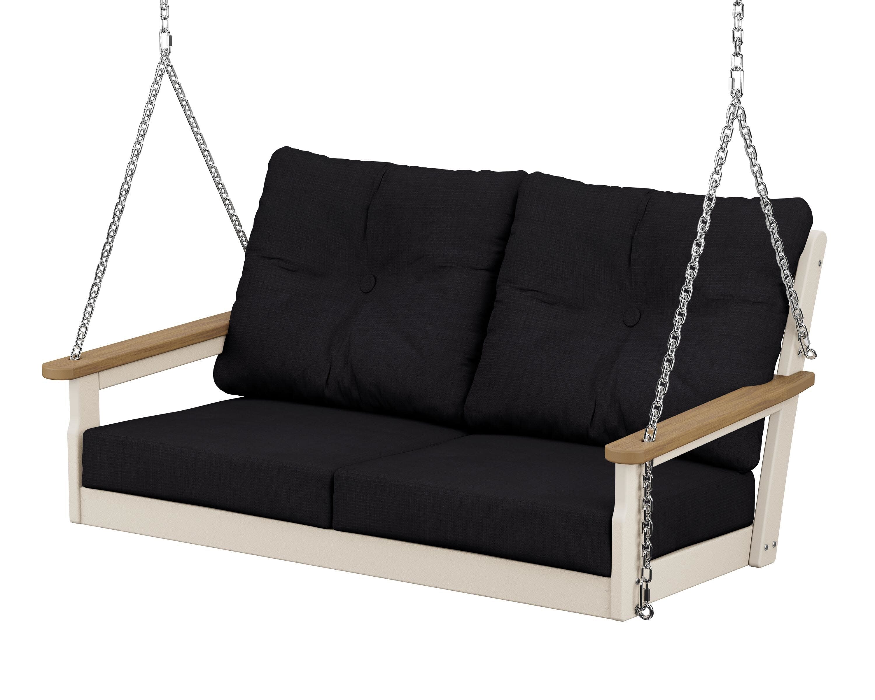 Vineyard Deep Seating Swing in Sand / Natural / Midnight Linen