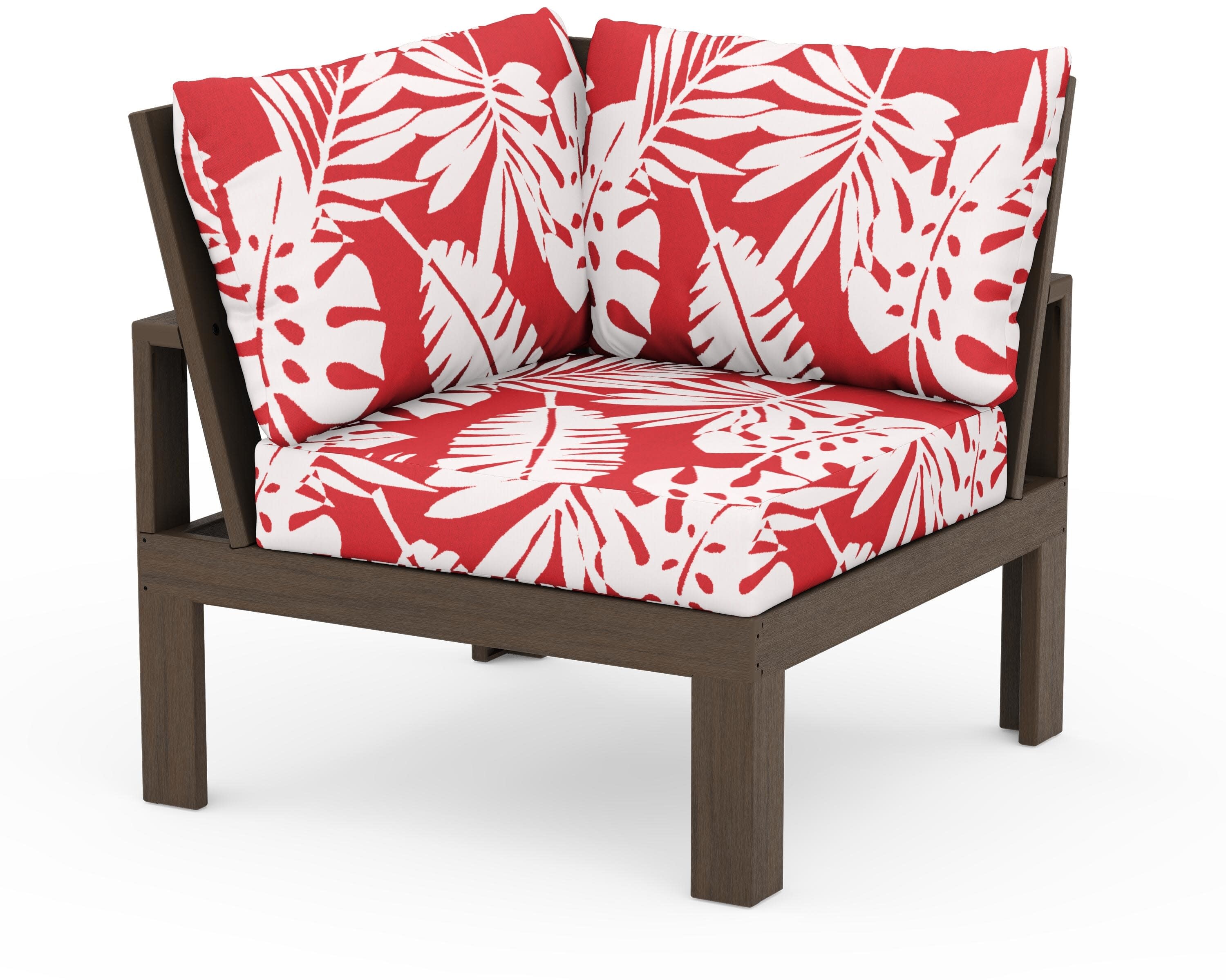 Modular Corner Chair in Kona / Leaf Crimson