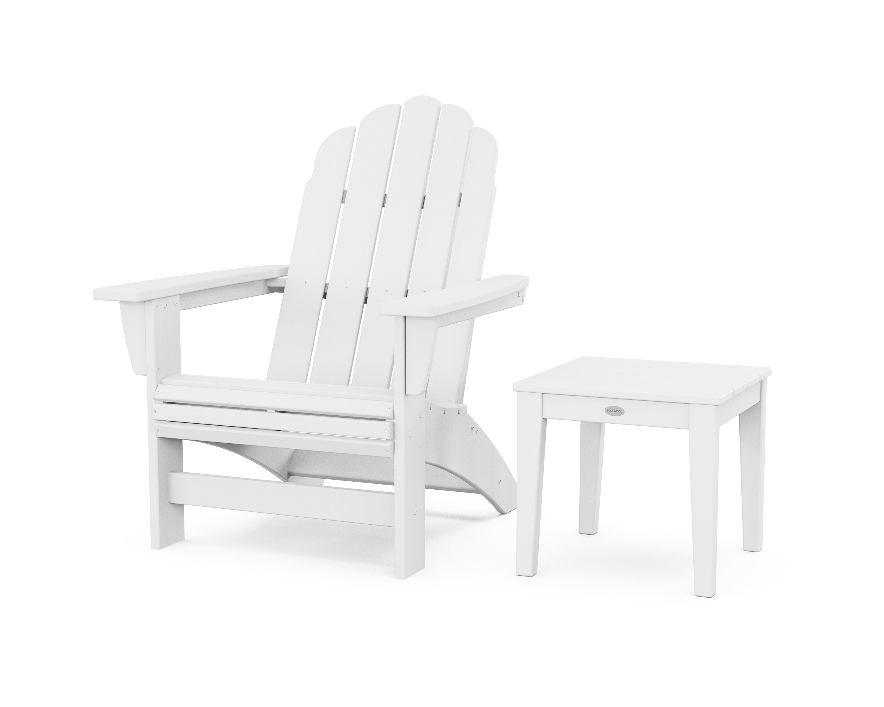 Vineyard Grand Adirondack Chair with Side Table in White