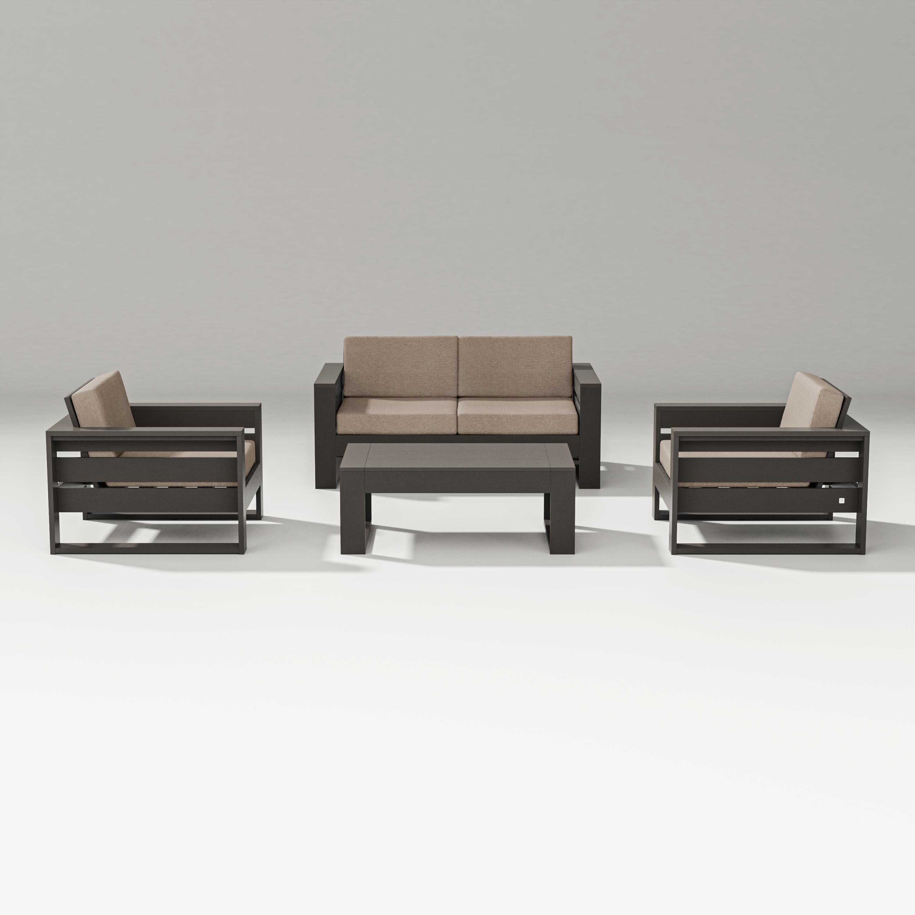 Latitude 4-Piece Lounge Loveseat Set in Vintage Coffee / Spiced Burlap
