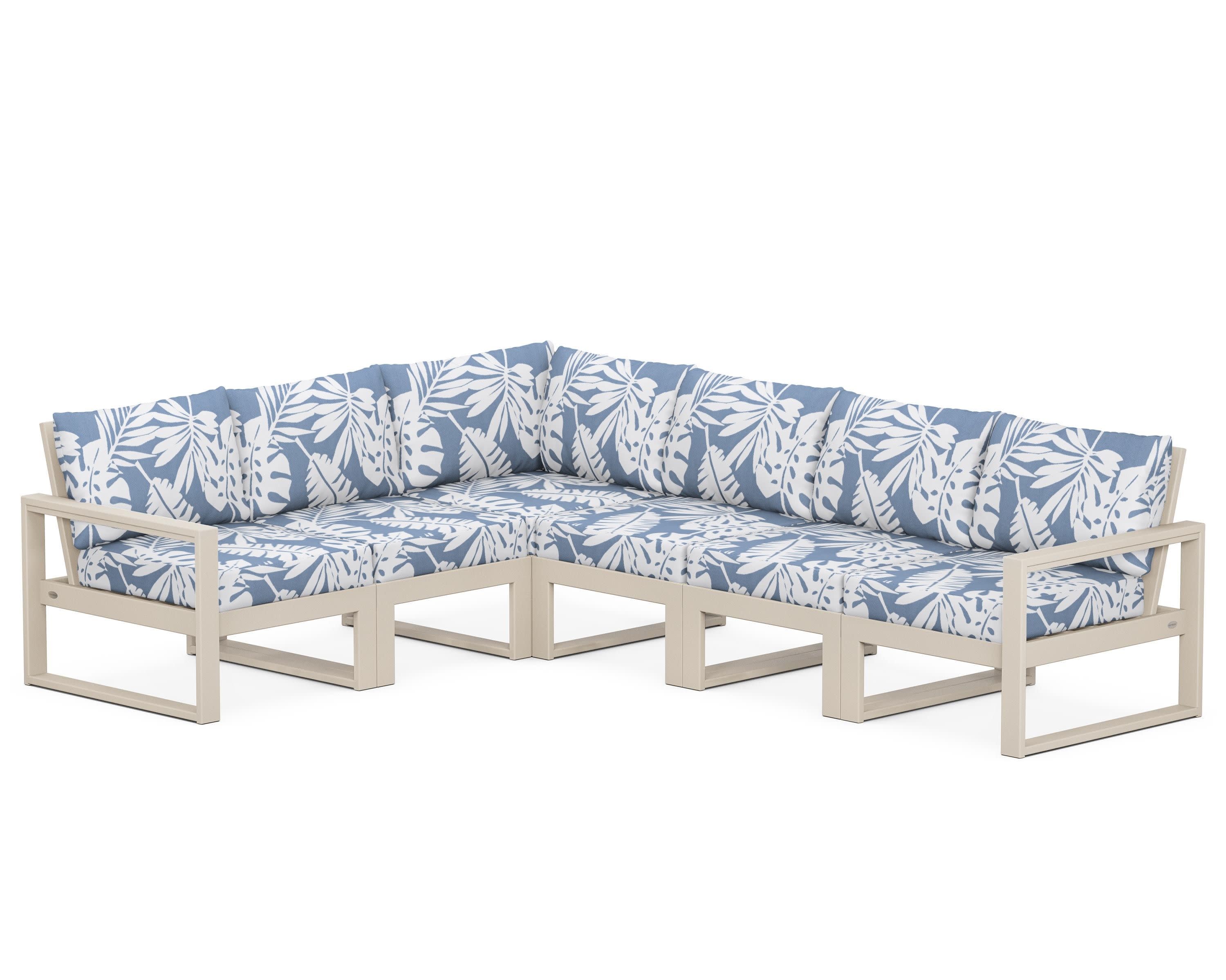 EDGE 6-Piece Modular Deep Seating Set in Sand / Leaf Sky Blue