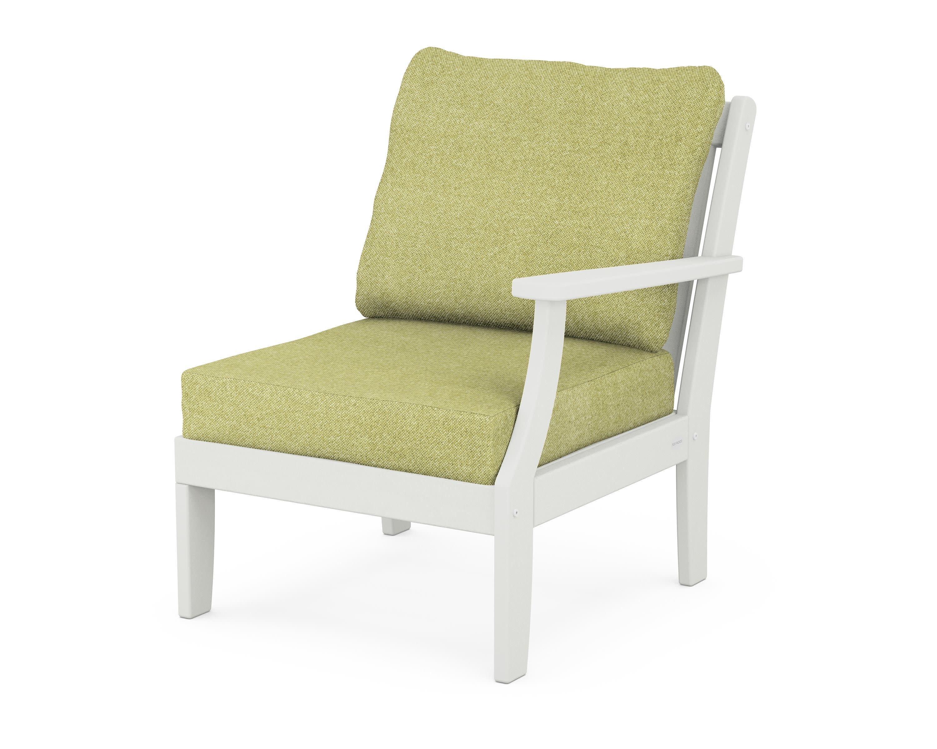 Braxton Modular Right Arm Chair in Vintage White / Chartreuse Boucle