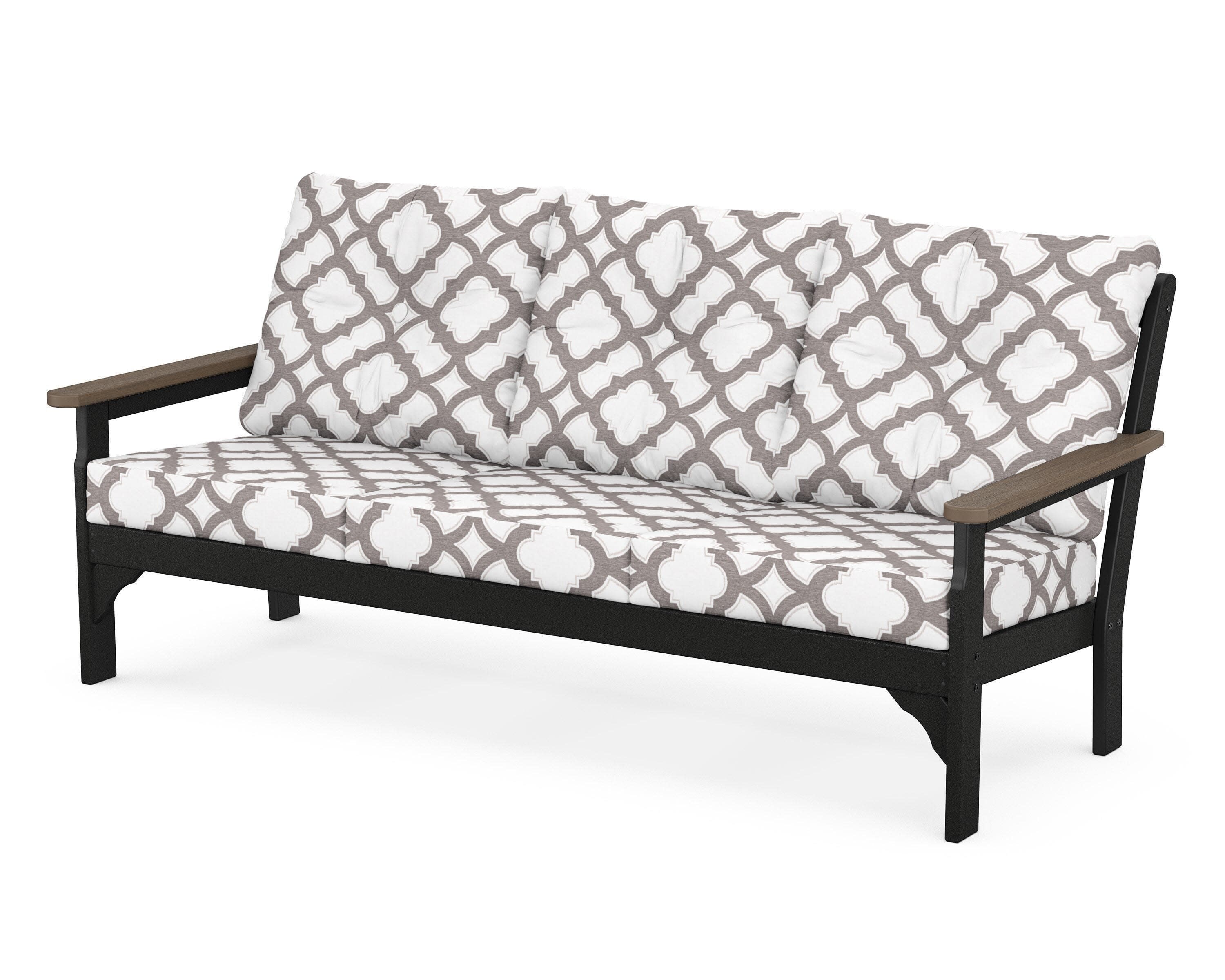 Vineyard Deep Seating Sofa in Black / Kona / Trellis Grey Mist