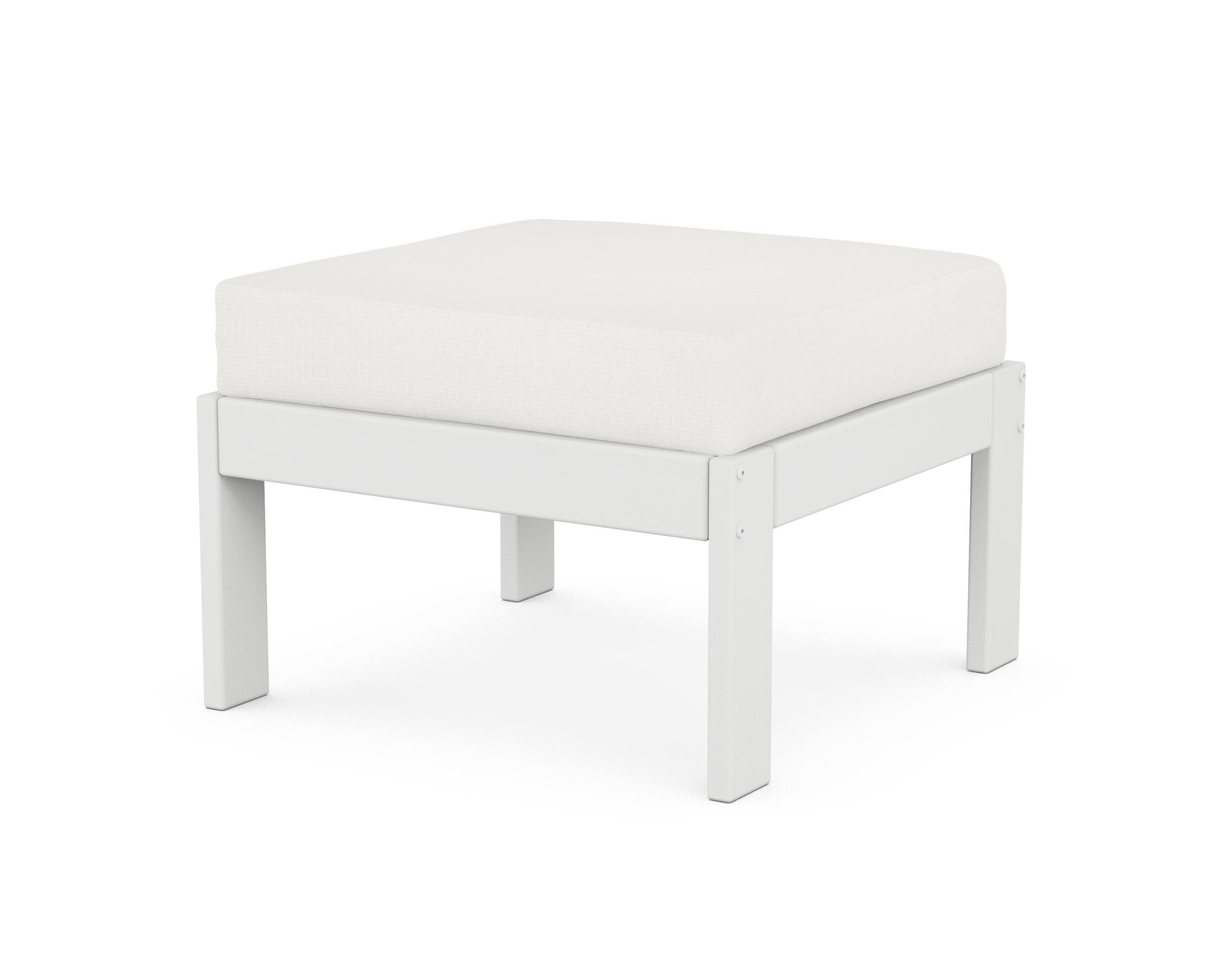 Vineyard Modular Ottoman in White / Natural Linen