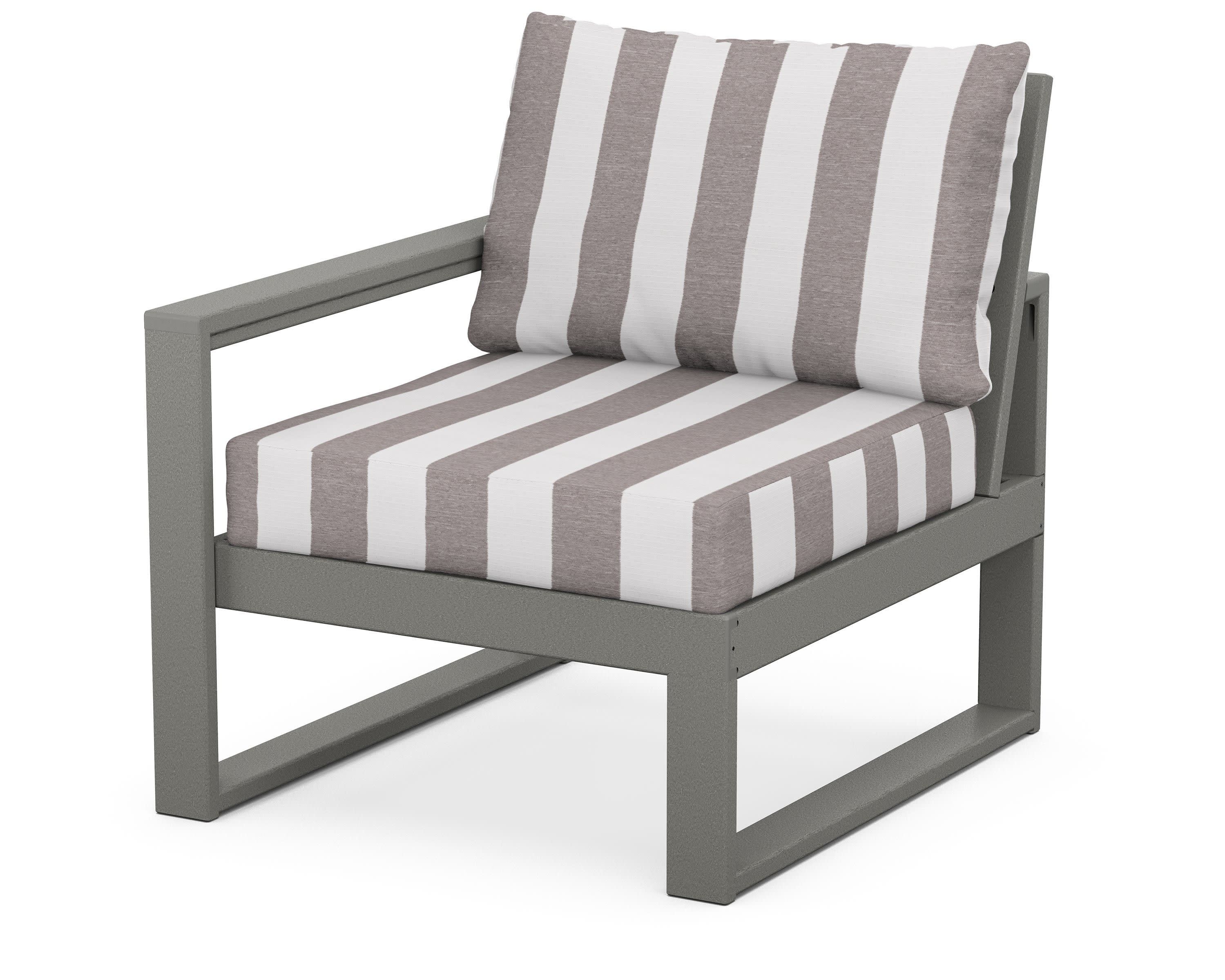 EDGE Modular Left Arm Chair in Slate Grey / Cabana Stripe Grey Mist