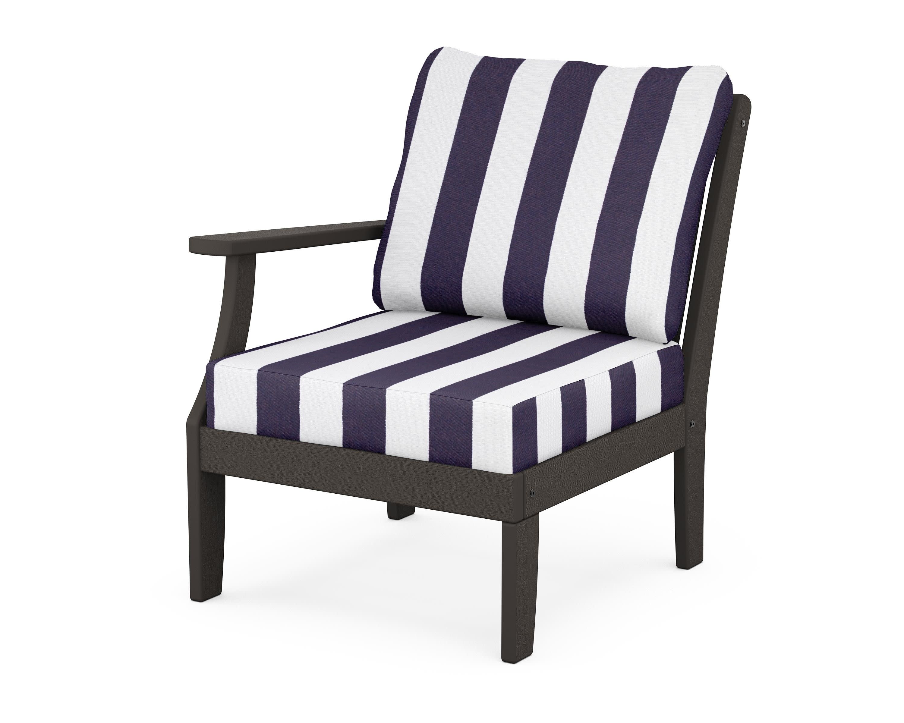 Braxton Modular Left Arm Chair in Vintage Coffee / Cabana Stripe Navy