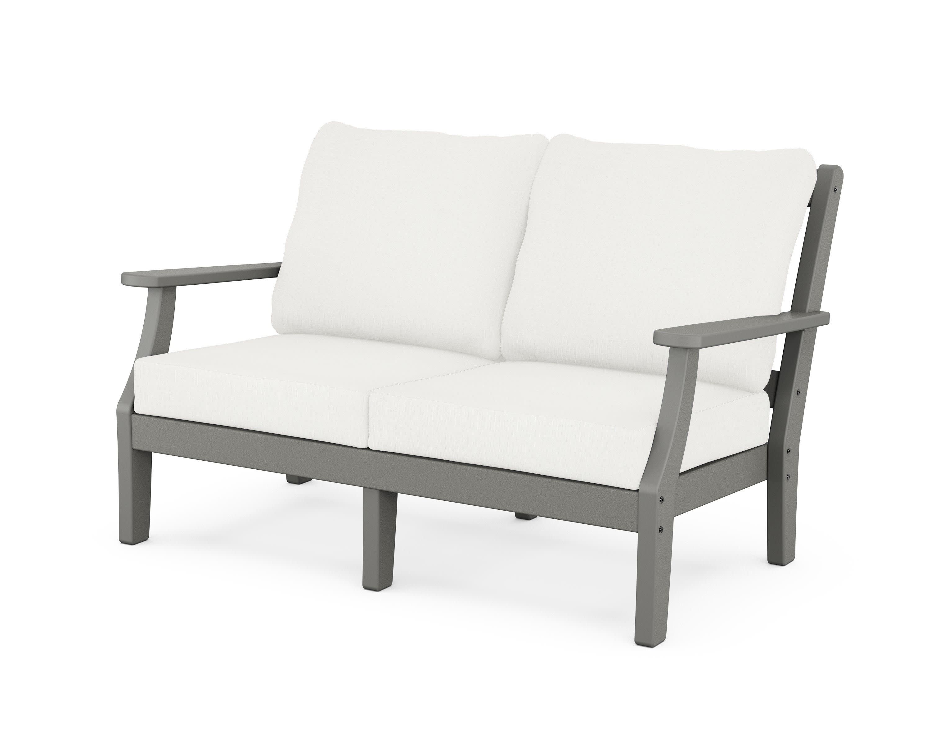 Chinoiserie Deep Seating Loveseat in Slate Grey / Natural Linen