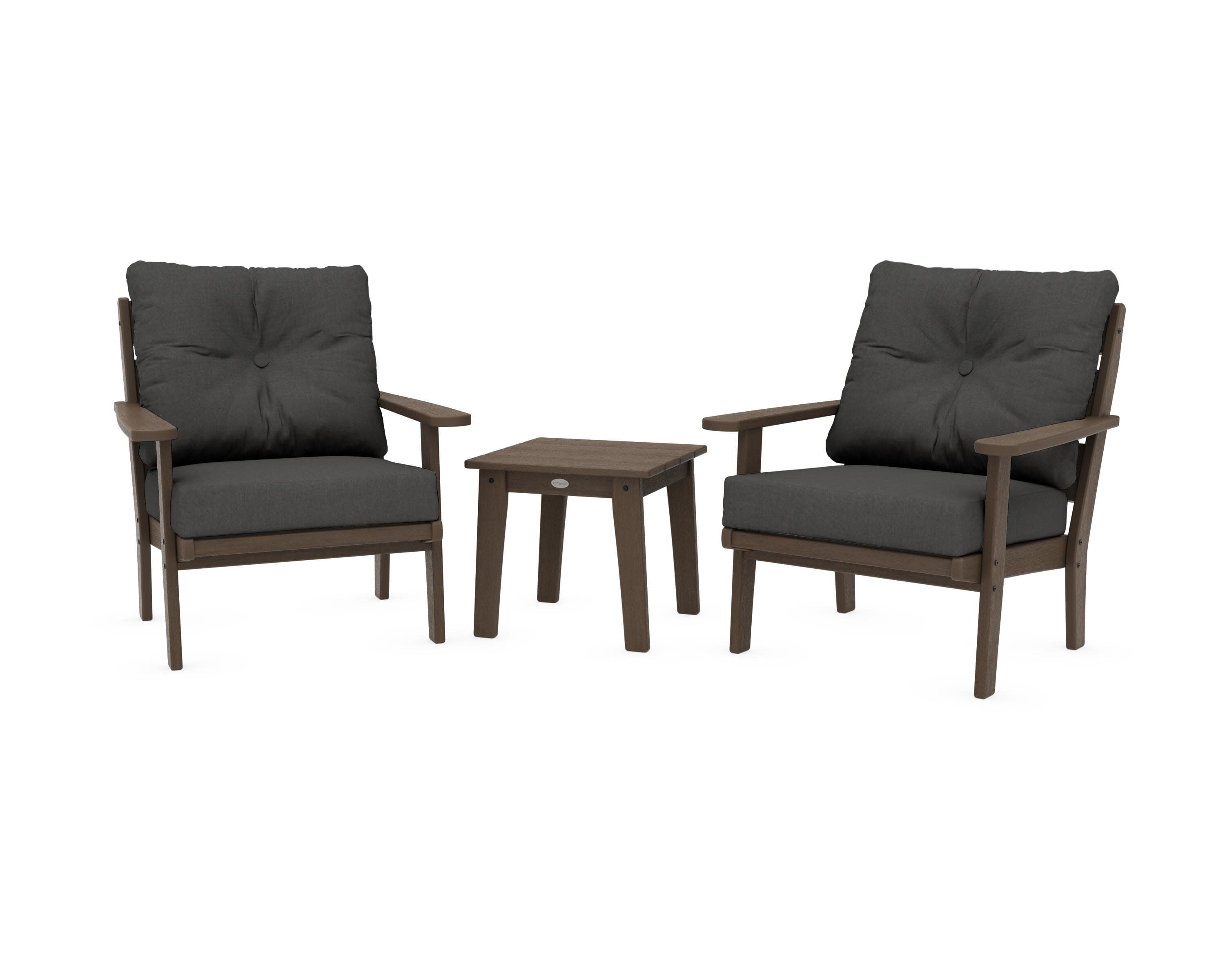 Lakeside 3-Piece Deep Seating Chair Set in Kona / Spectrum Carbon