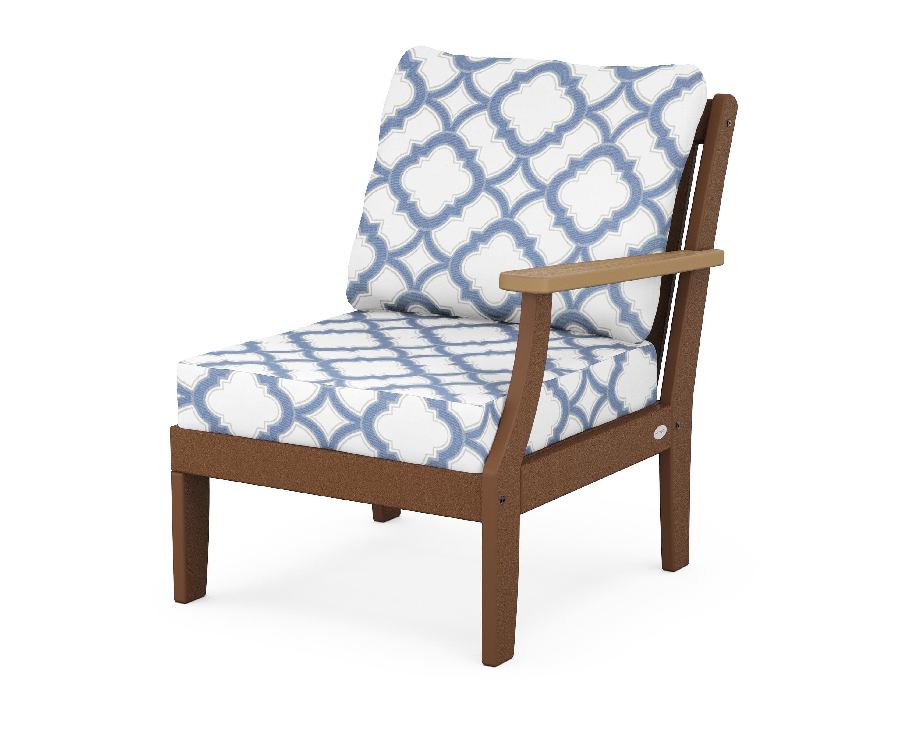 Braxton Modular Right Arm Chair in Teak / Natural / Trellis Sky Blue