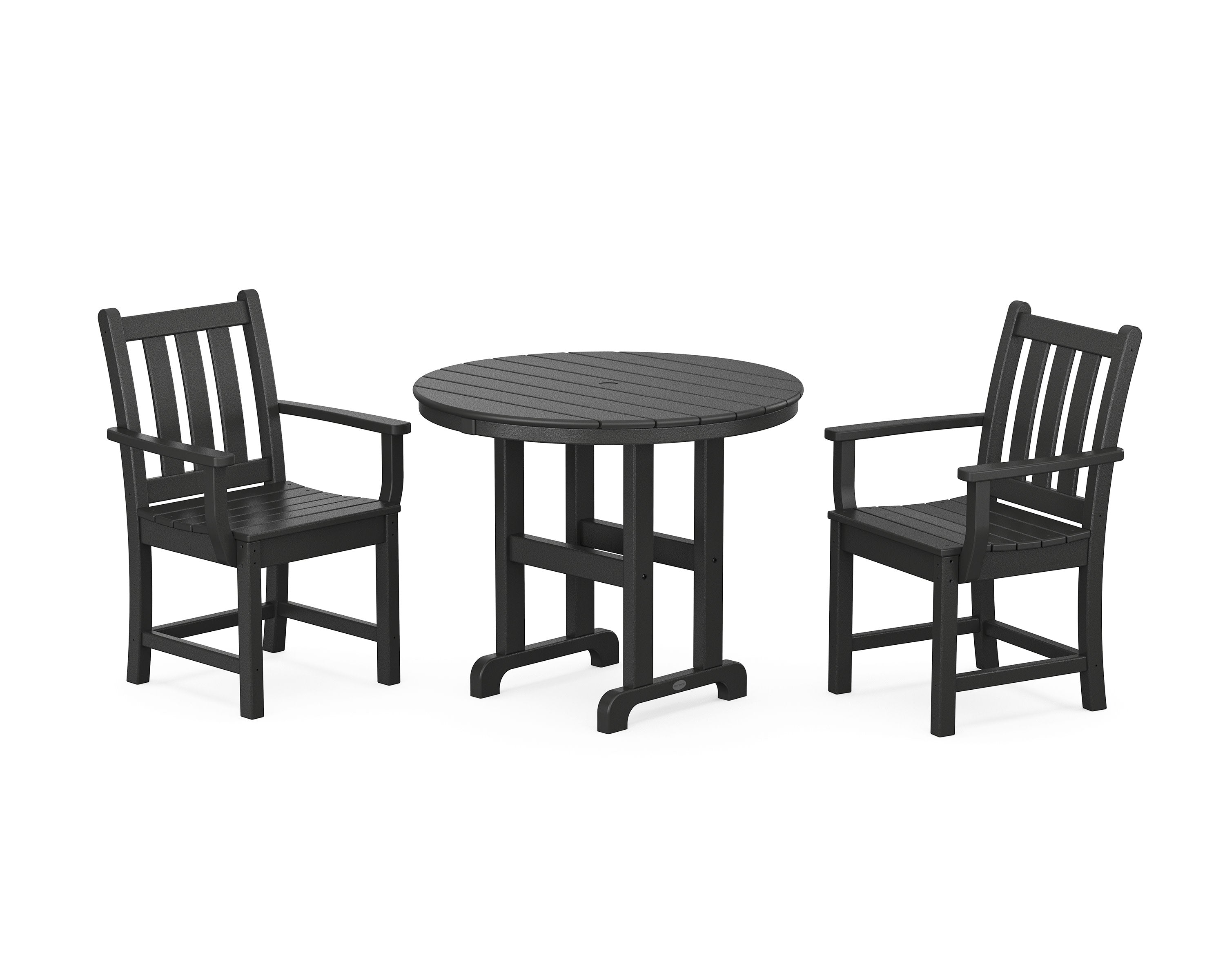 Traditional Garden 3-Piece Round Dining Set in Black