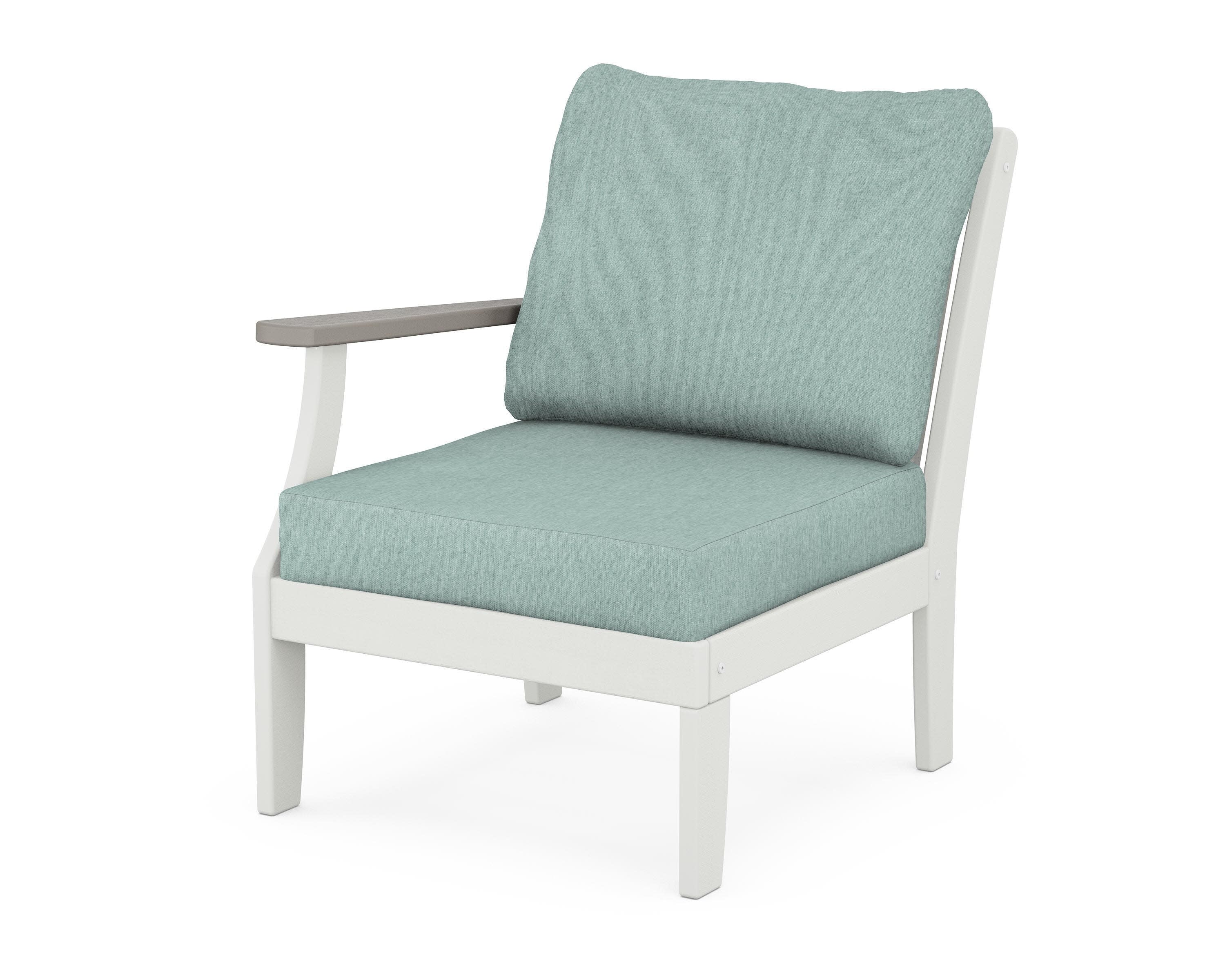 Braxton Modular Left Arm Chair in White / Driftwood / Glacier Spa