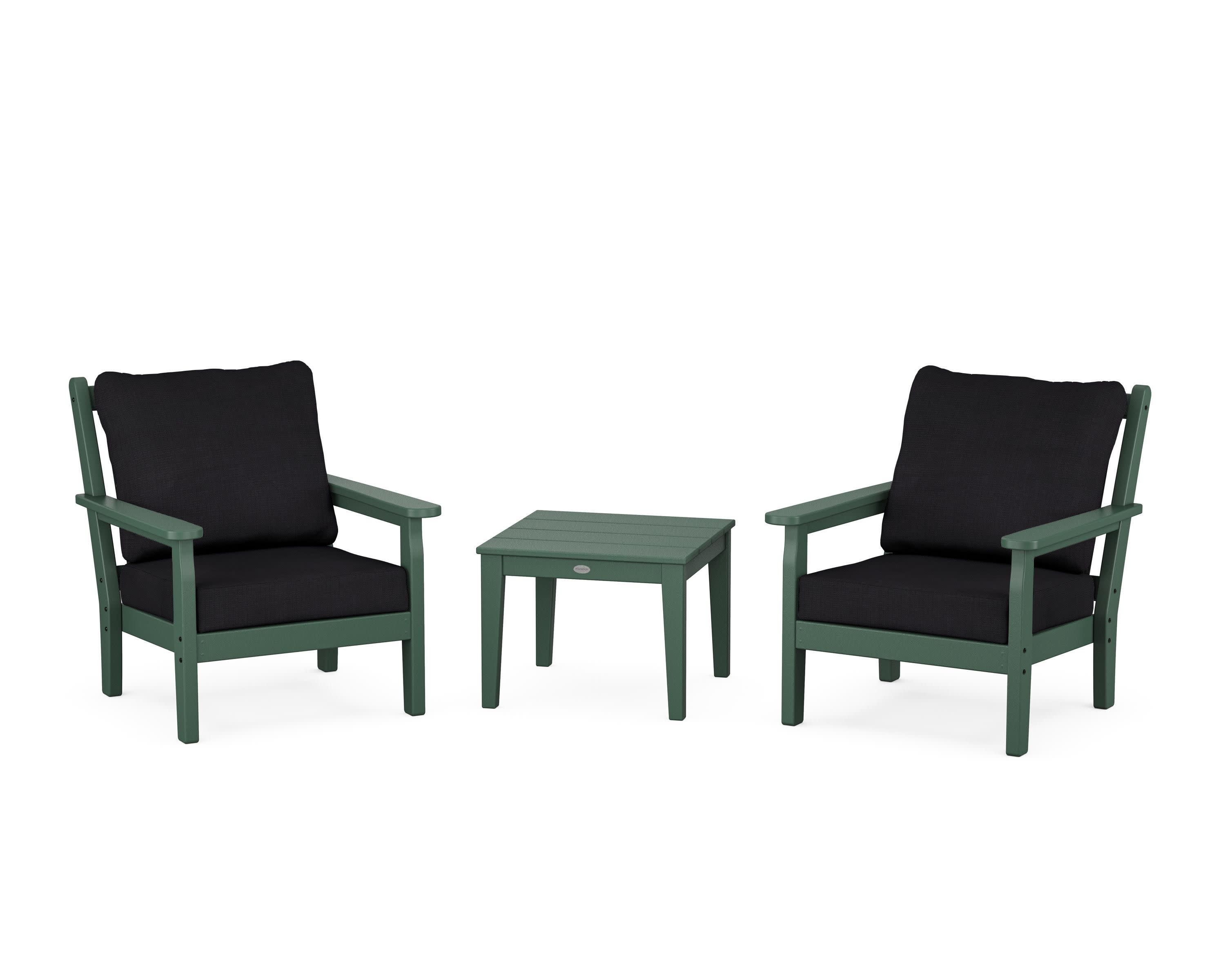 Chippendale 3-Piece Deep Seating Set in Green / Midnight Linen