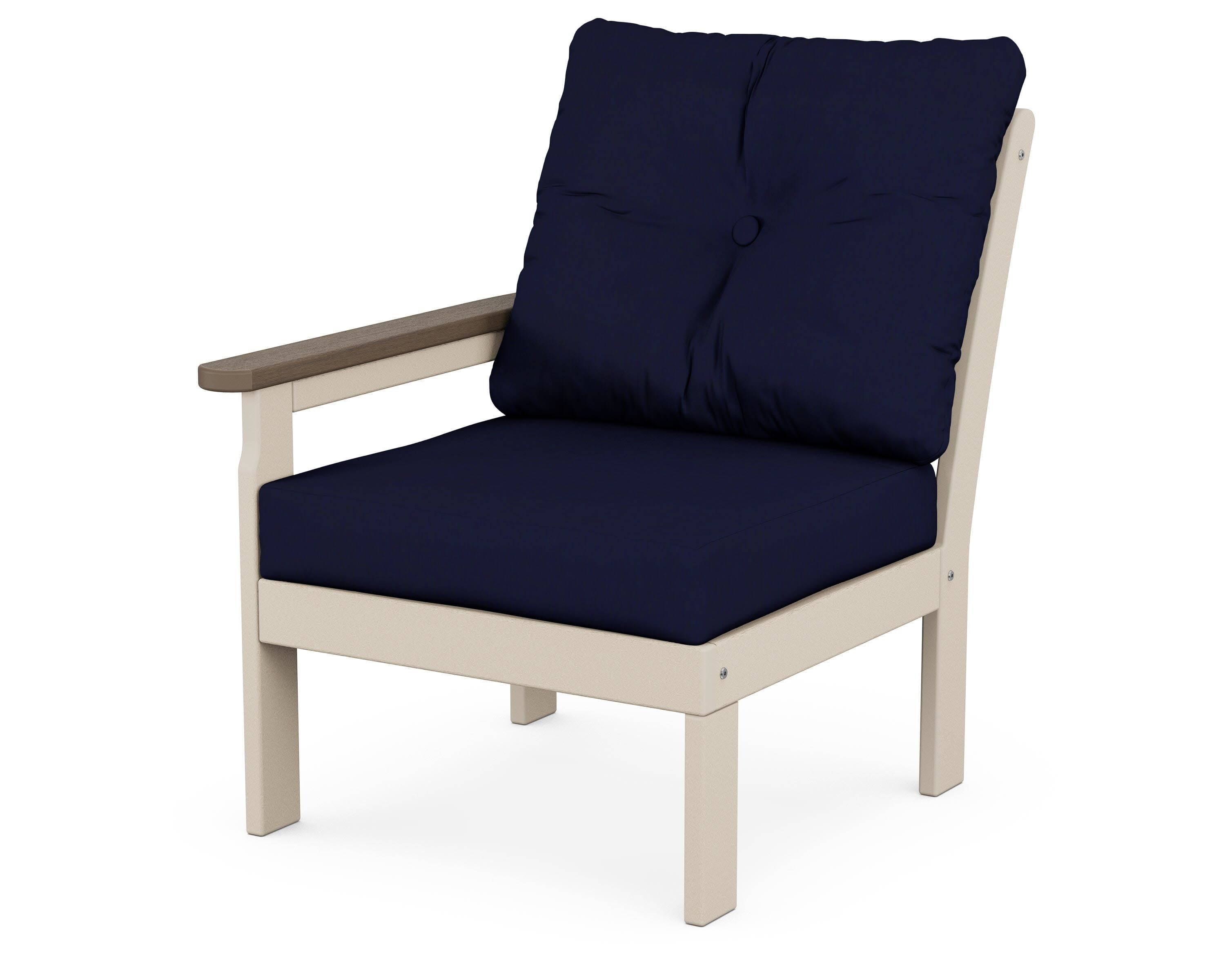 Vineyard Modular Left Arm Chair in Sand / Kona / Navy