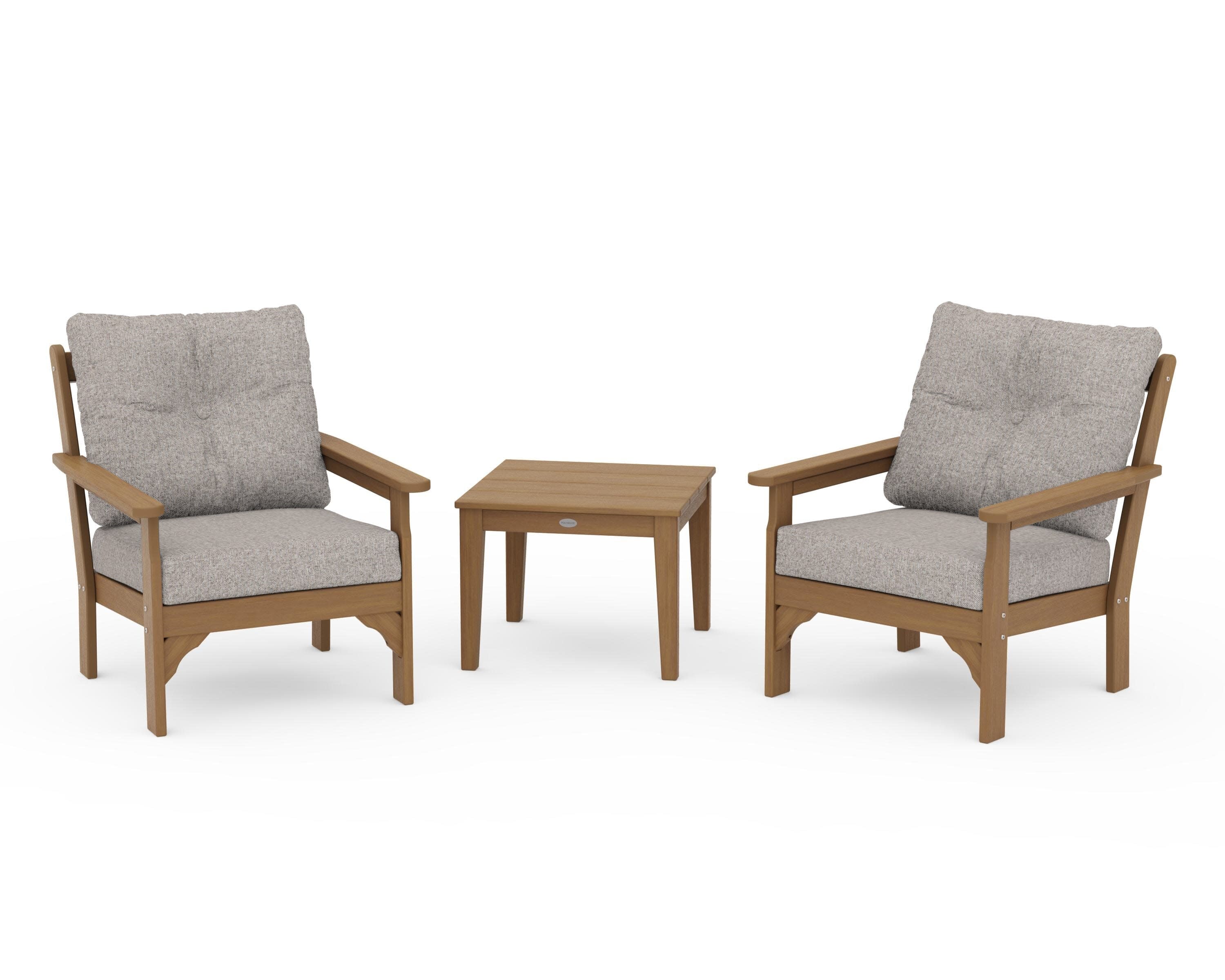 Vineyard 3-Piece Deep Seating Set in Natural / Weathered Tweed