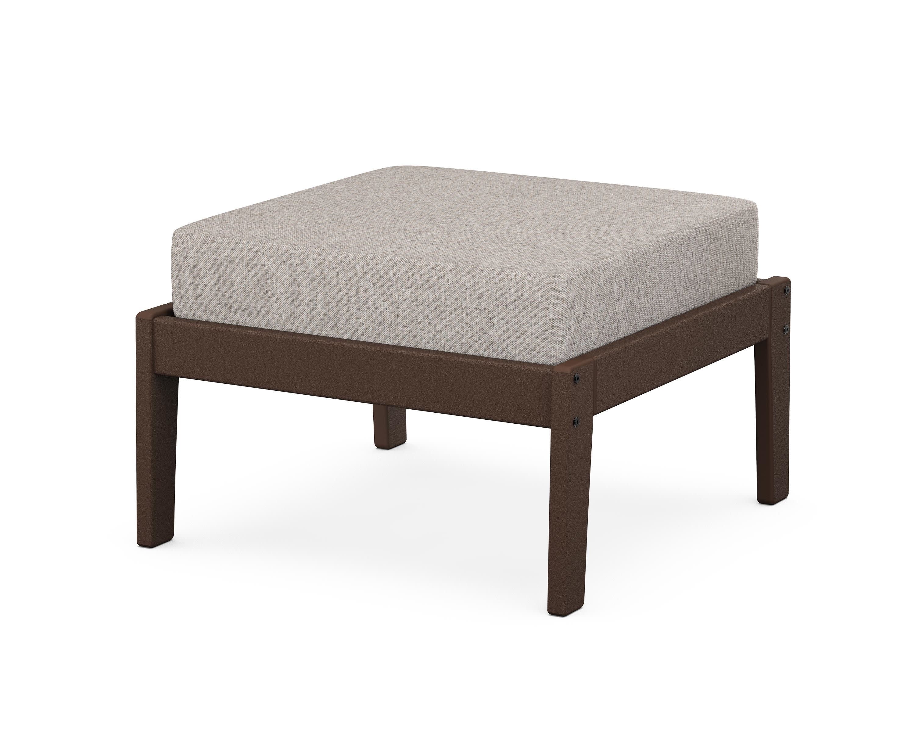 Deep Seating Ottoman in Mahogany / Weathered Tweed