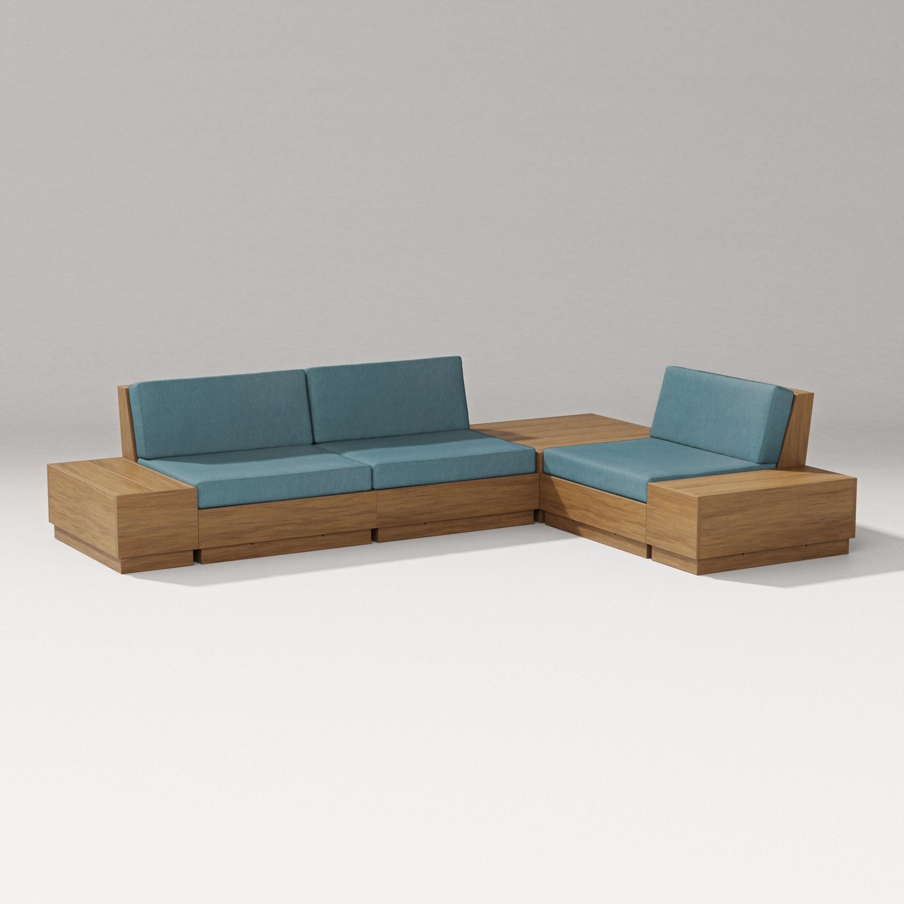 Elevate 6-Piece Corner Sectional in Natural / Ocean Teal