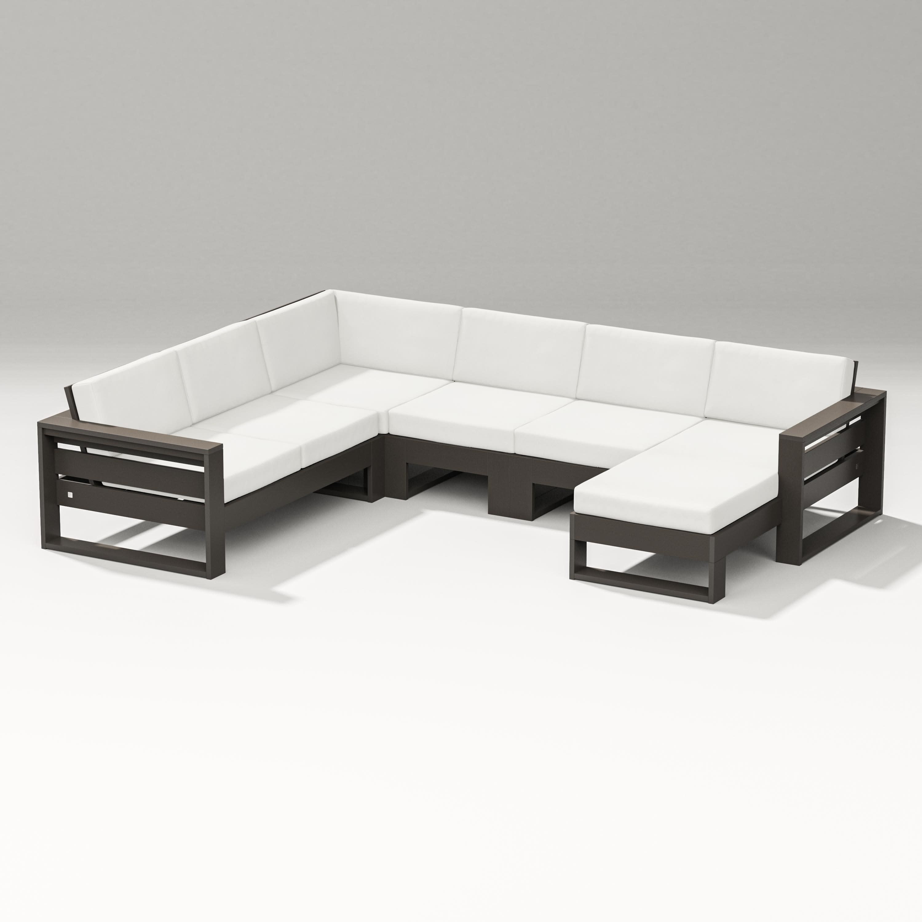 Latitude Corner Sectional with Right Chaise in Vintage Coffee / Natural Linen