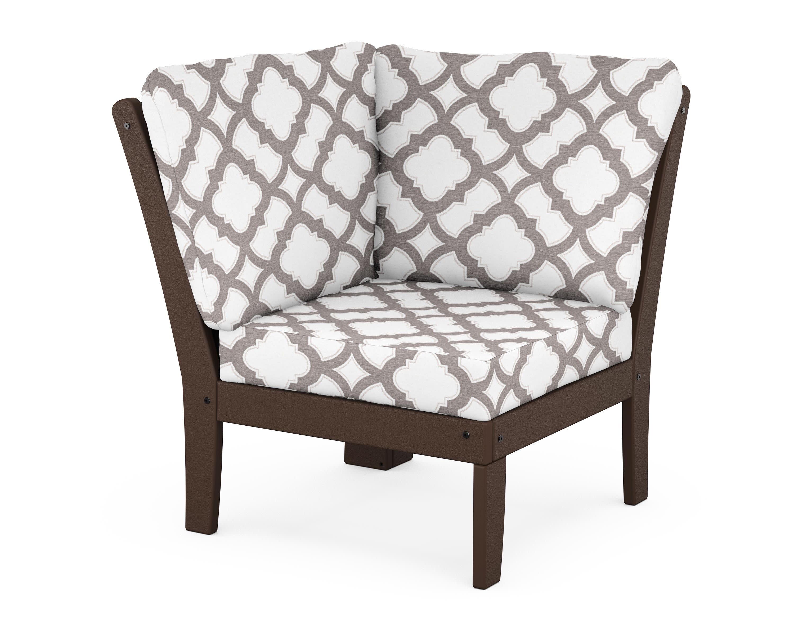 Braxton Modular Corner Chair in Mahogany / Trellis Grey Mist