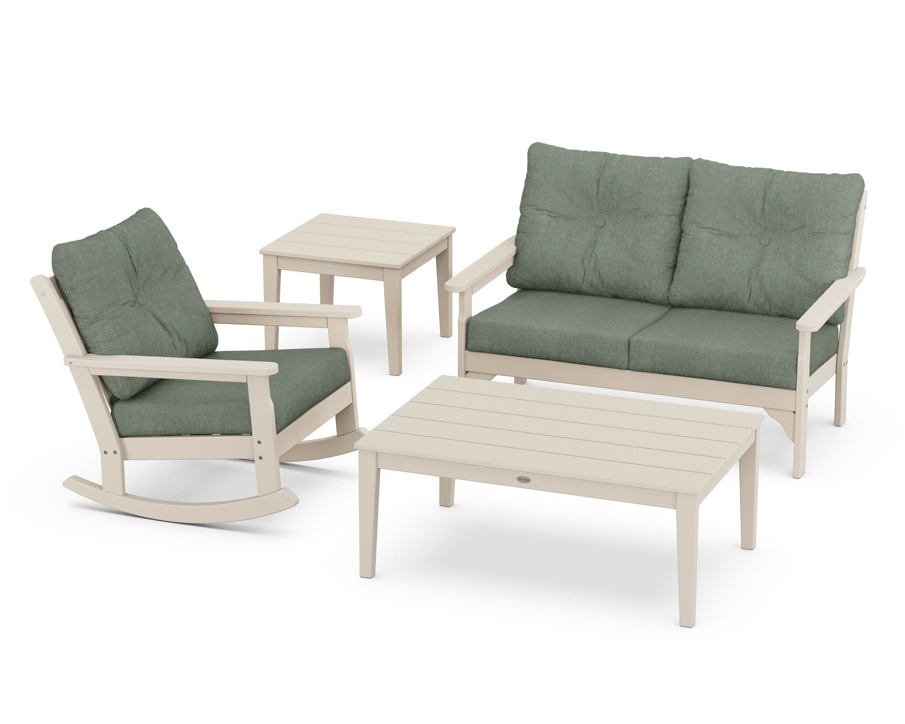 Vineyard 4-Piece Deep Seating Rocker Set in Sand / Cast Sage