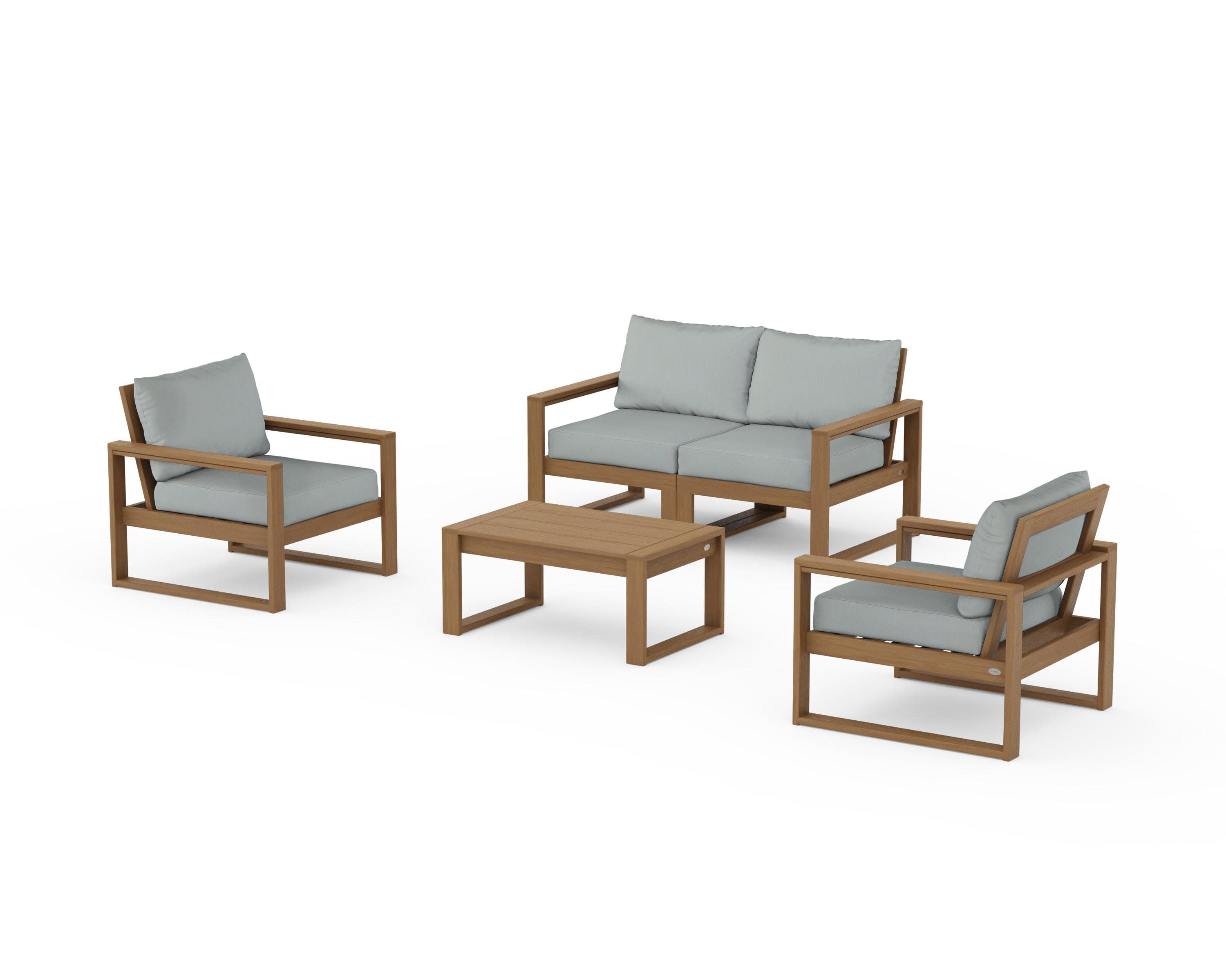 EDGE Sectional 4-Piece Deep Seating Set with Loveseat in Natural / Spa