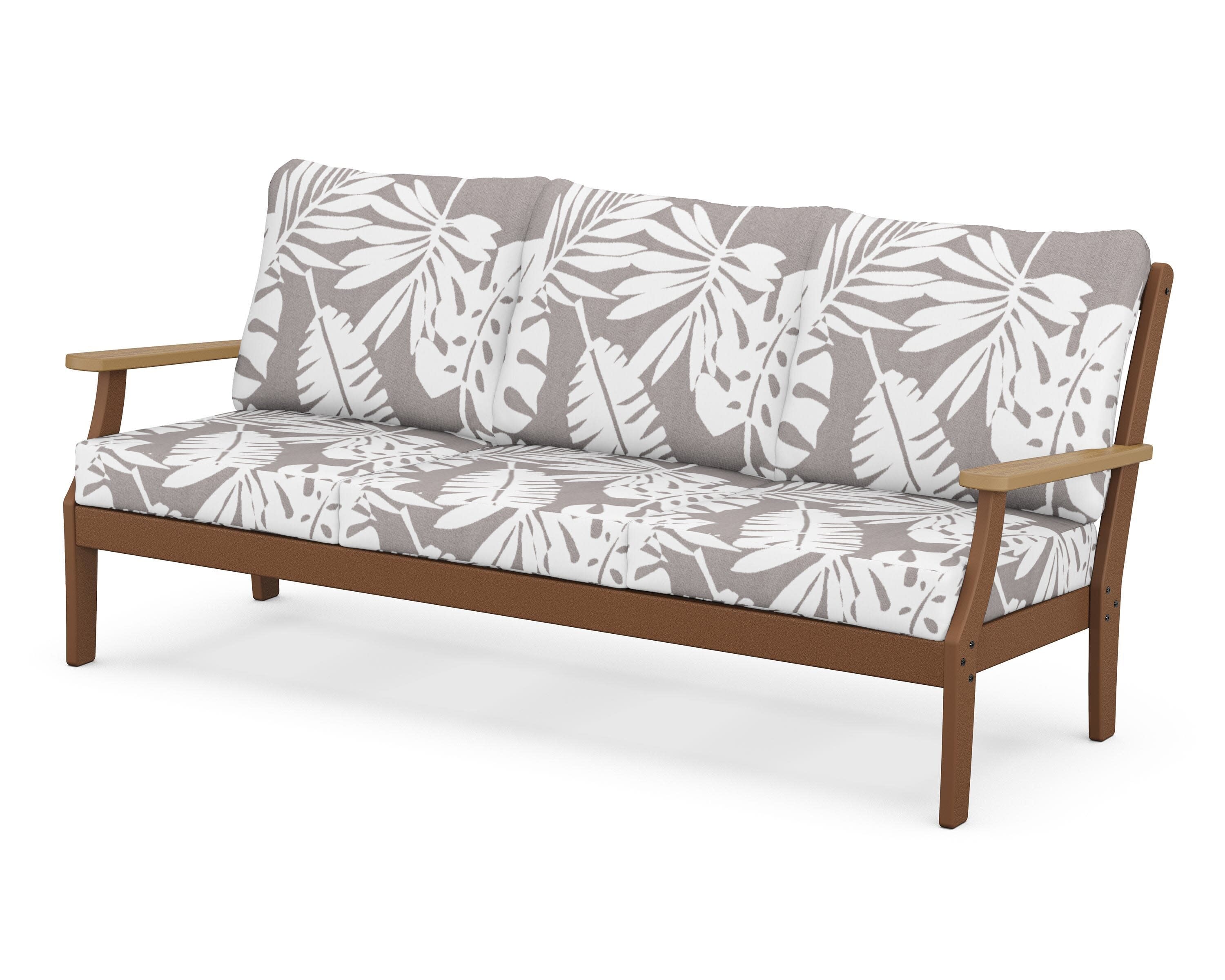 Braxton Deep Seating Sofa in Teak / Natural / Leaf Grey Mist