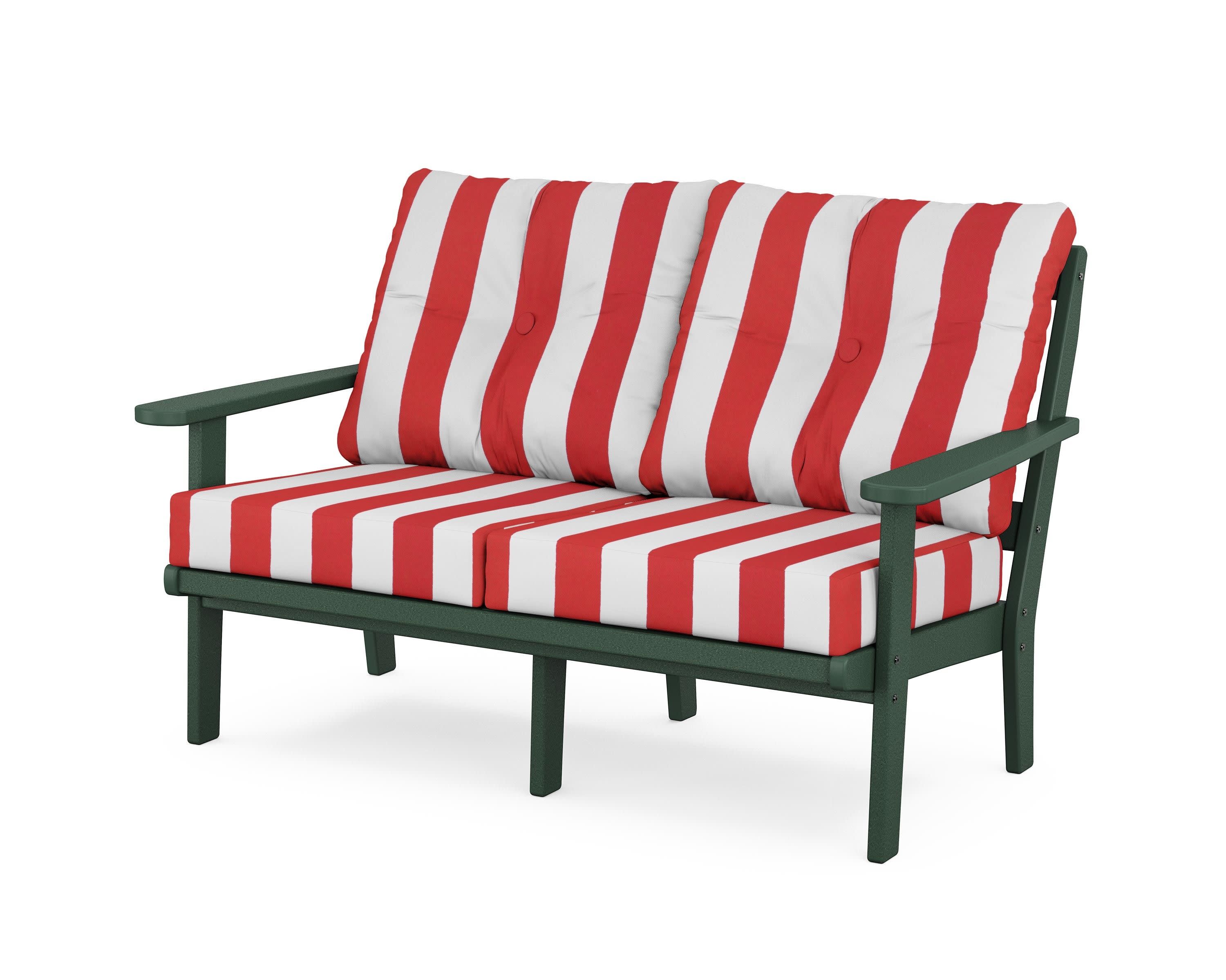 Mission Deep SeatingLoveseat in Green / Cabana Stripe Crimson