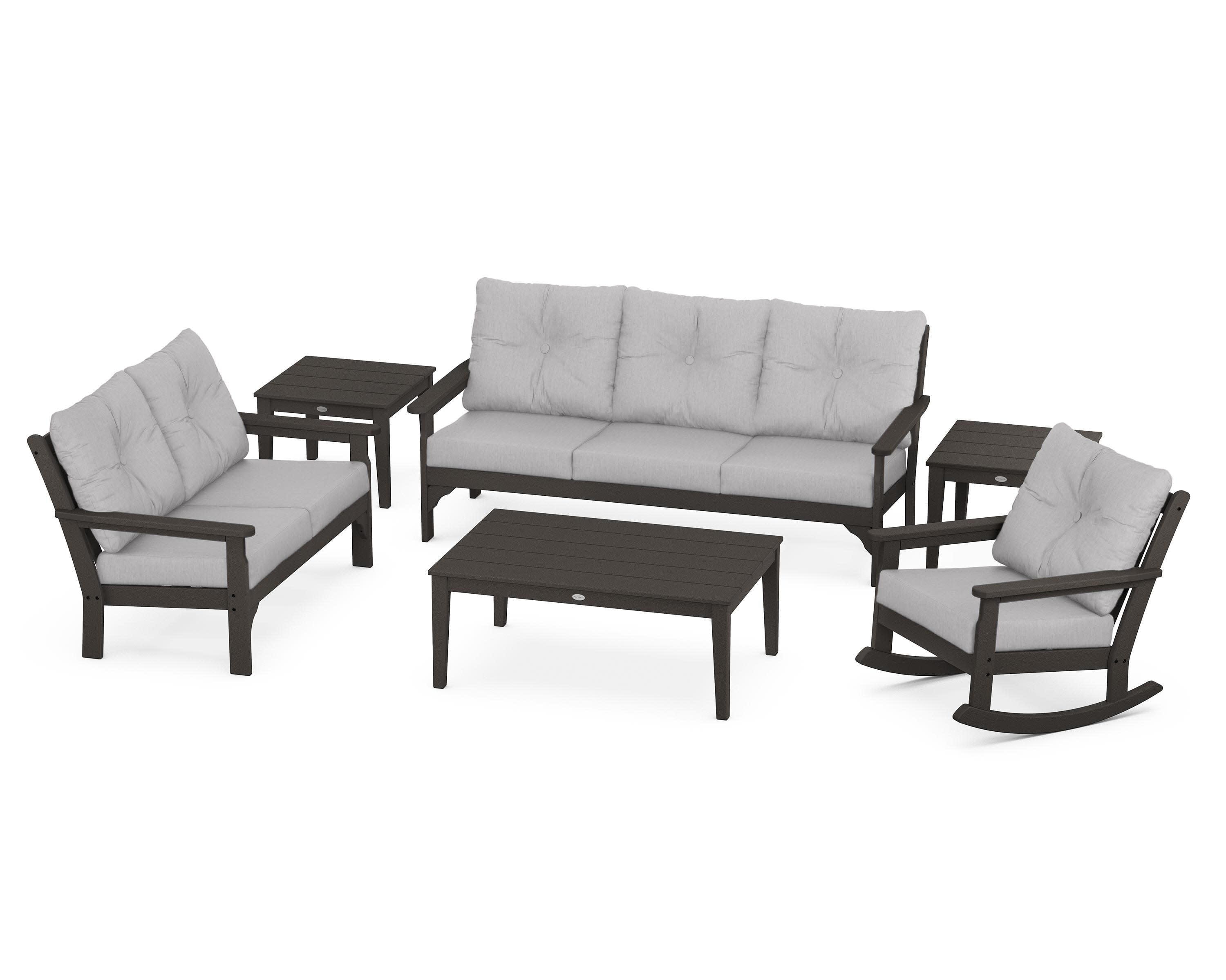 Vineyard 6-Piece Deep Seating Set in Vintage Coffee / Granite