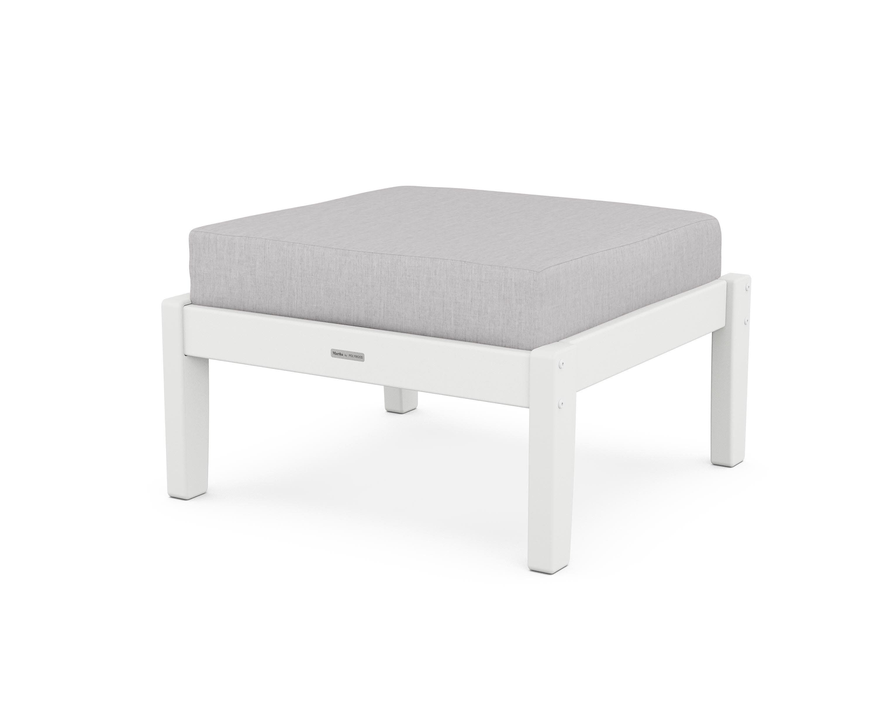 Chinoiserie Deep Seating Ottoman in White / Granite