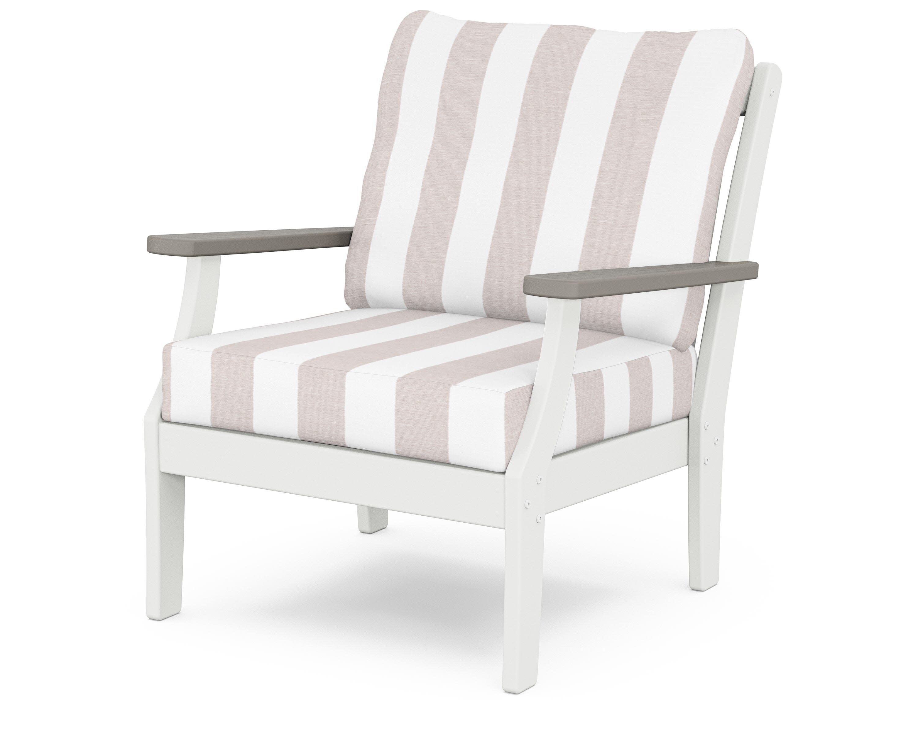 Braxton Deep Seating Chair in White / Driftwood / Cabana Stripe Dune Burlap