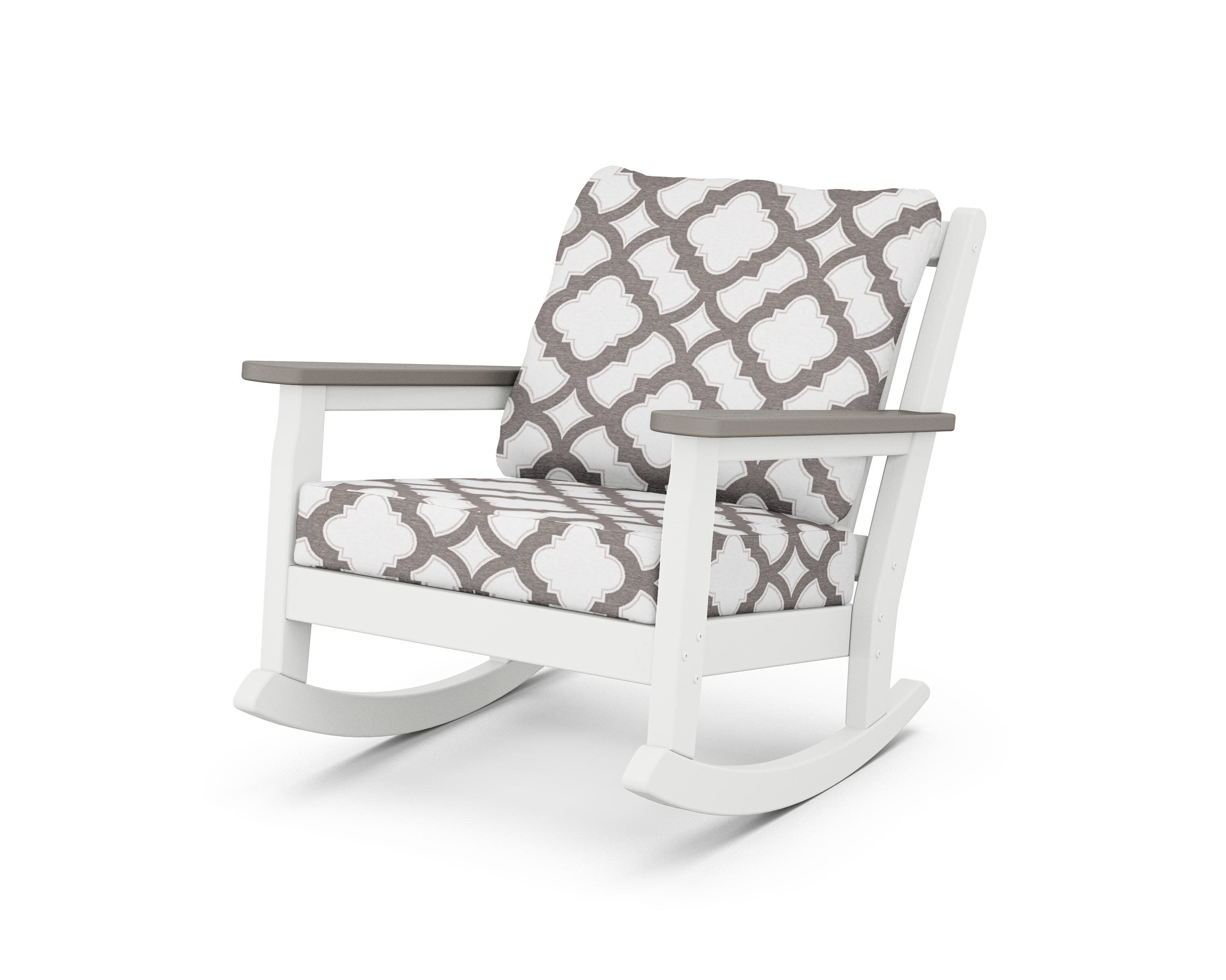 Chippendale Deep Seating Rocking Chair in White / Driftwood / Trellis Grey Mist