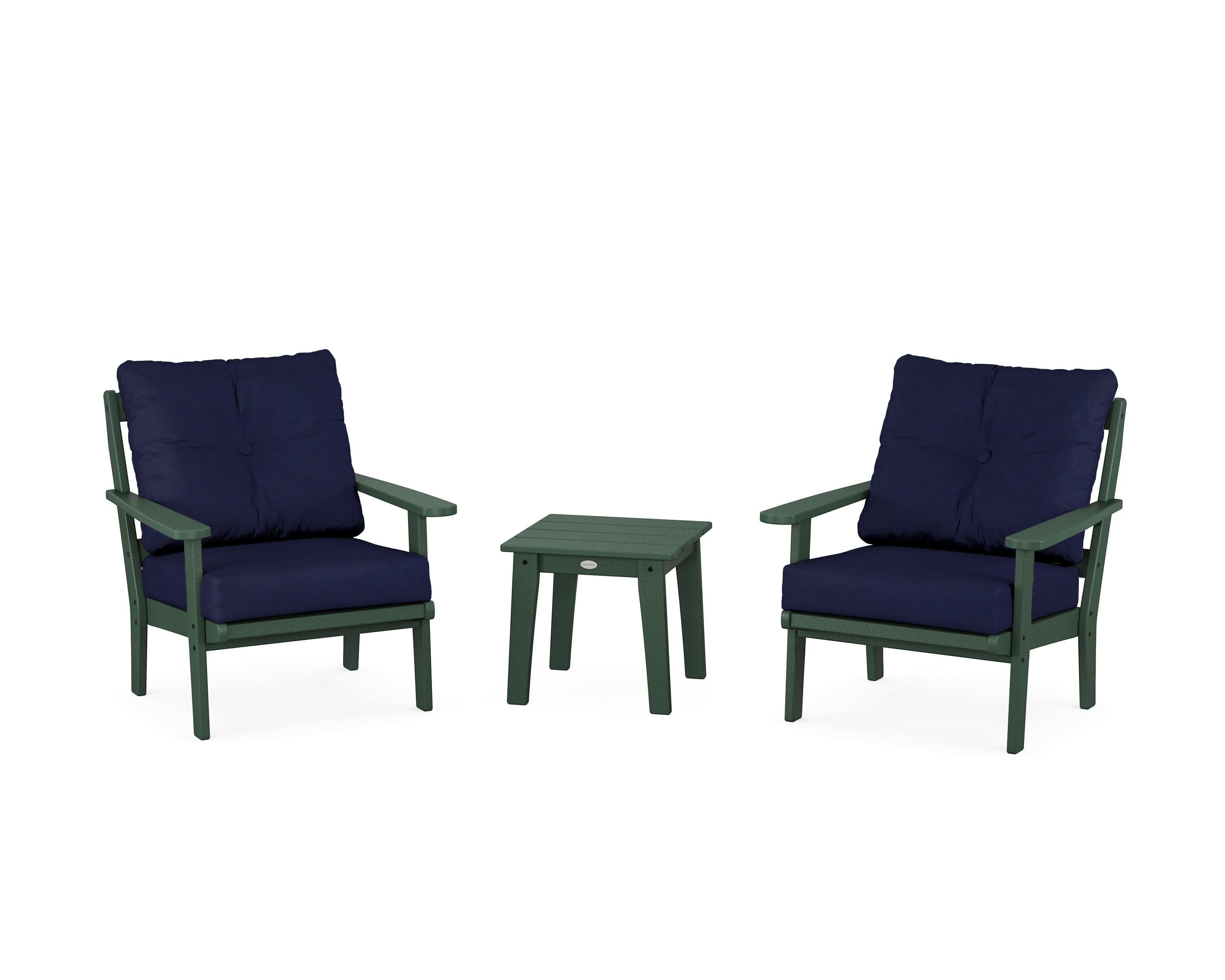Mission 3-Piece Deep Seating Set in Green / Navy