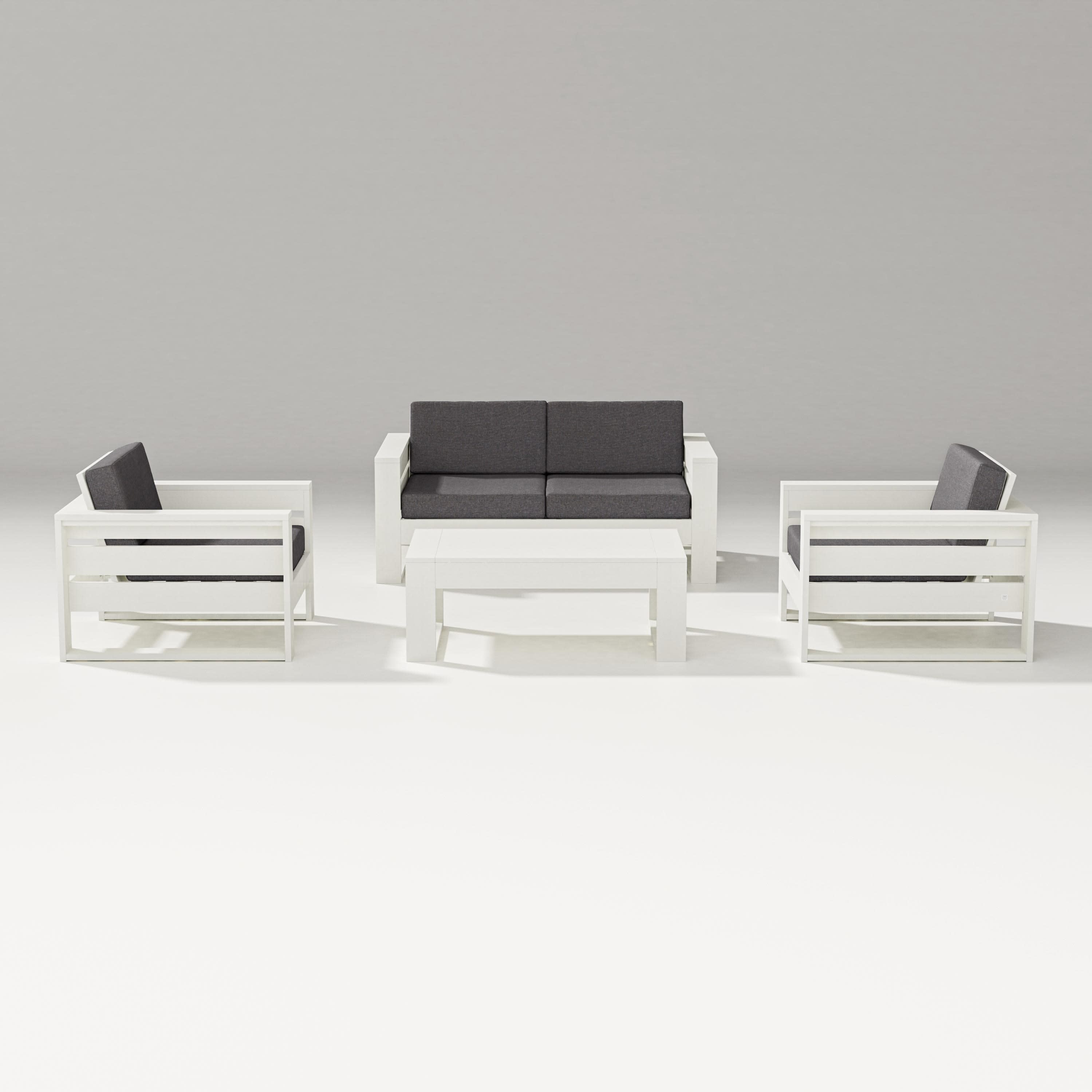 Latitude 4-Piece Lounge Loveseat Set in Vintage White / Ash Charcoal