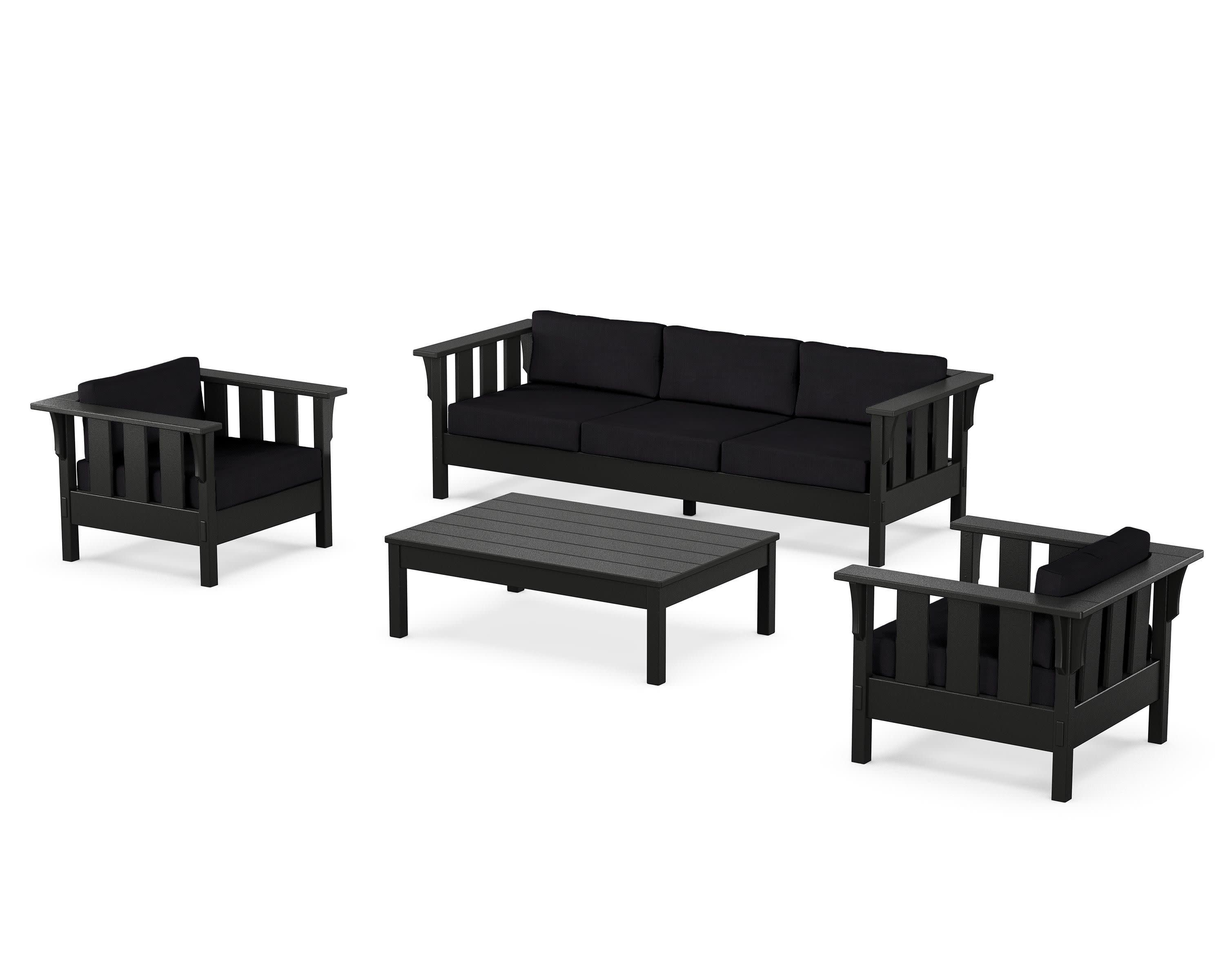 Acadia 4-Piece Deep Seating Set with Sofa in Black / Midnight Linen
