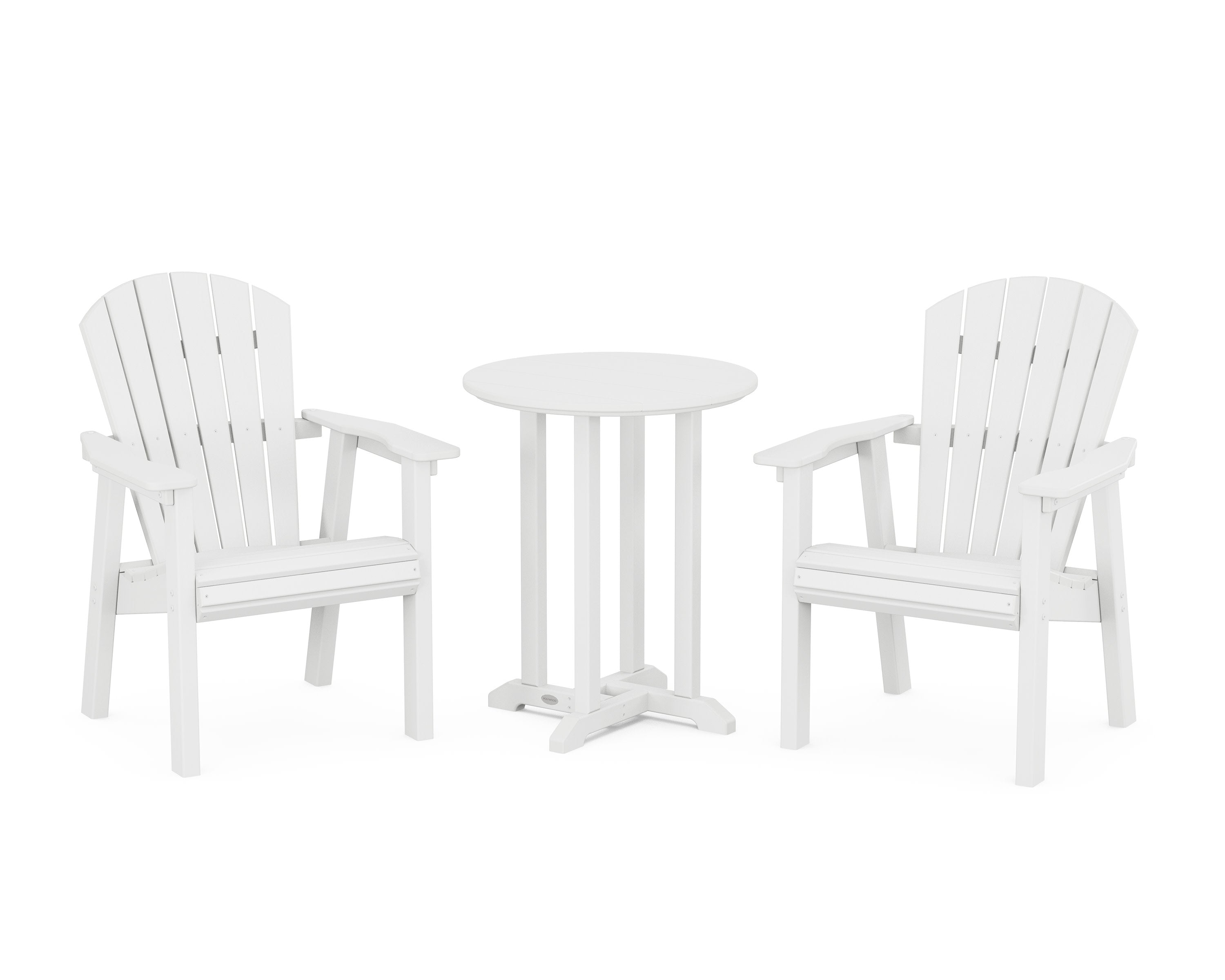 Seashell 3-Piece Round Farmhouse Bistro Dining Set in White