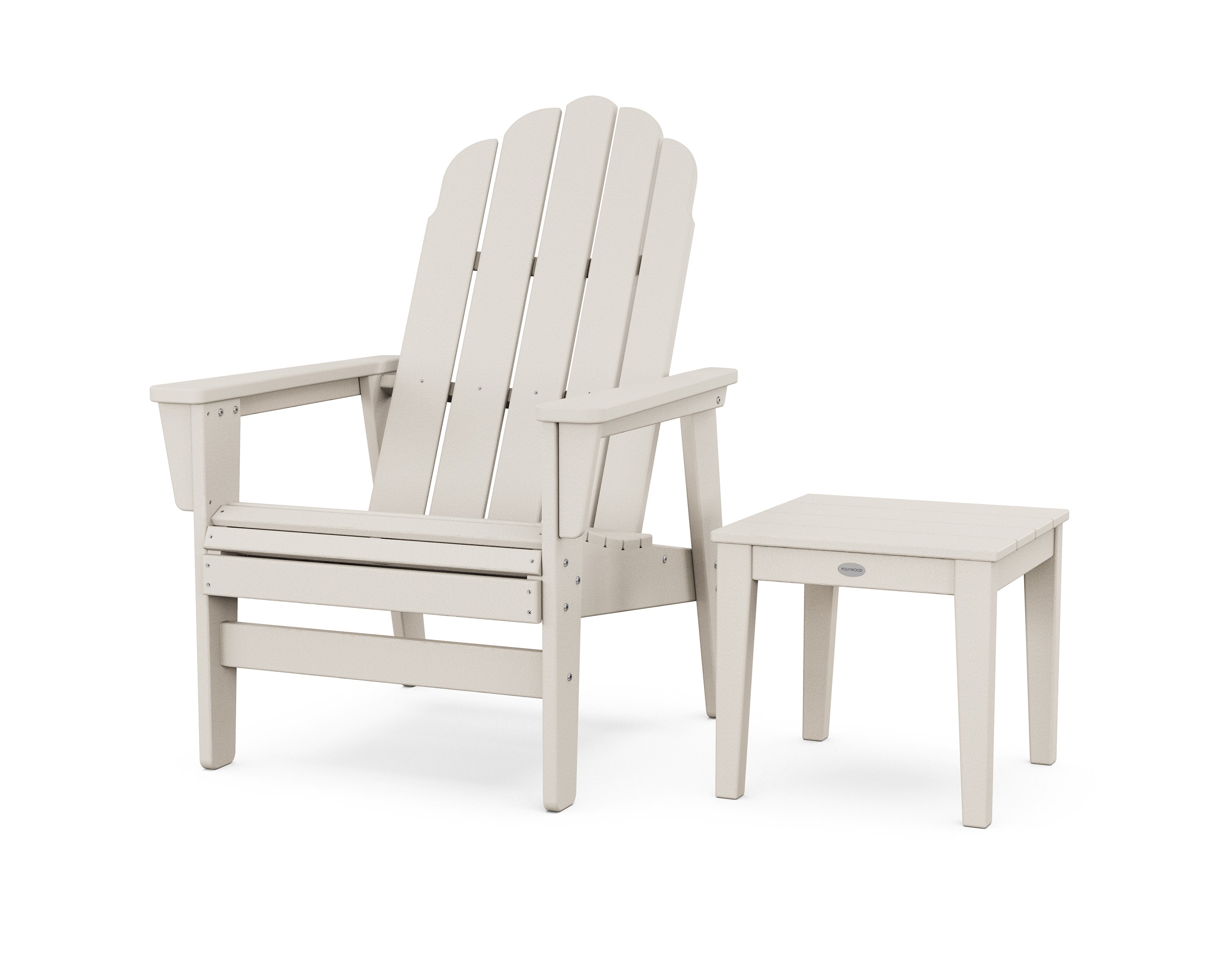 Vineyard Grand Upright Adirondack Chair with Side Table in Sand