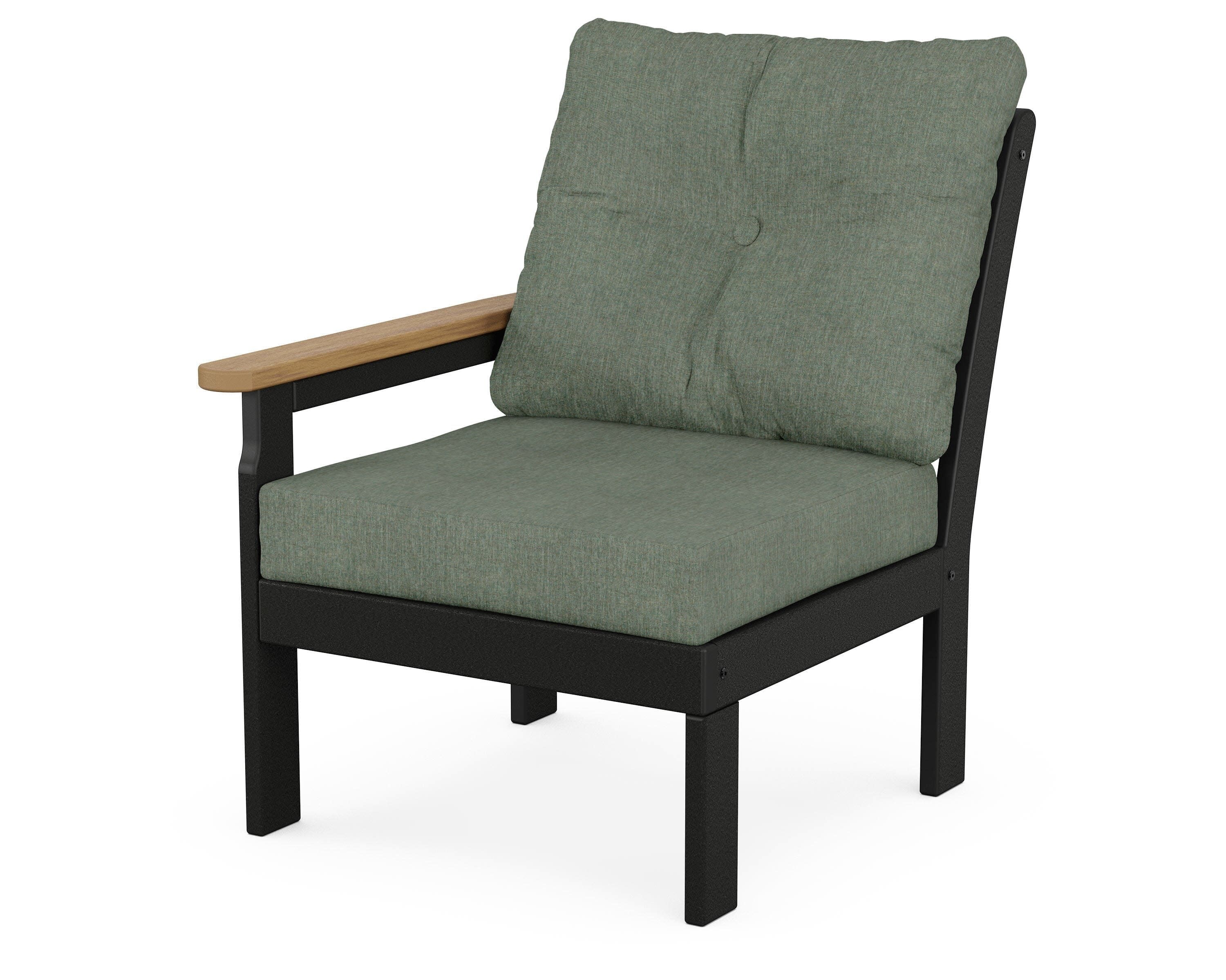 Vineyard Modular Left Arm Chair in Black / Natural / Cast Sage