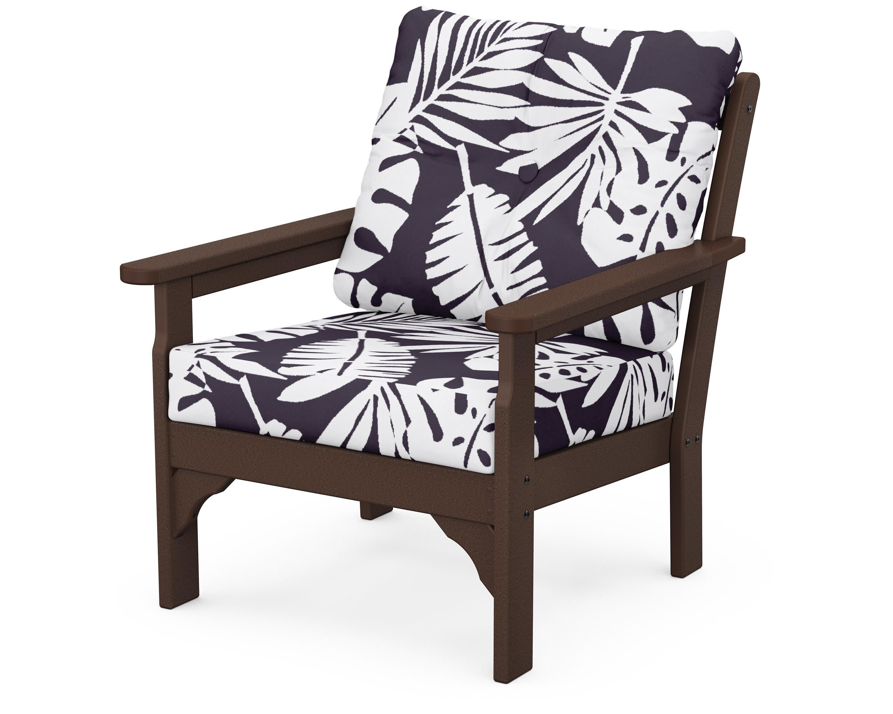 Vineyard Deep Seating Chair in Mahogany / Leaf Navy