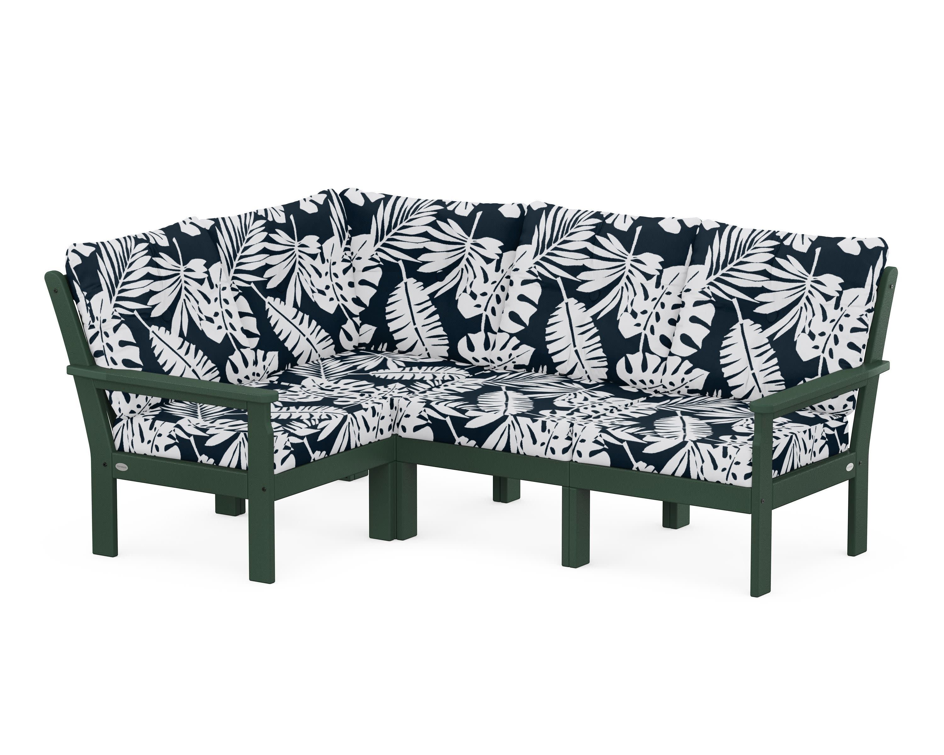 Vineyard 4-Piece Sectional in Green / Leaf Marine Indigo
