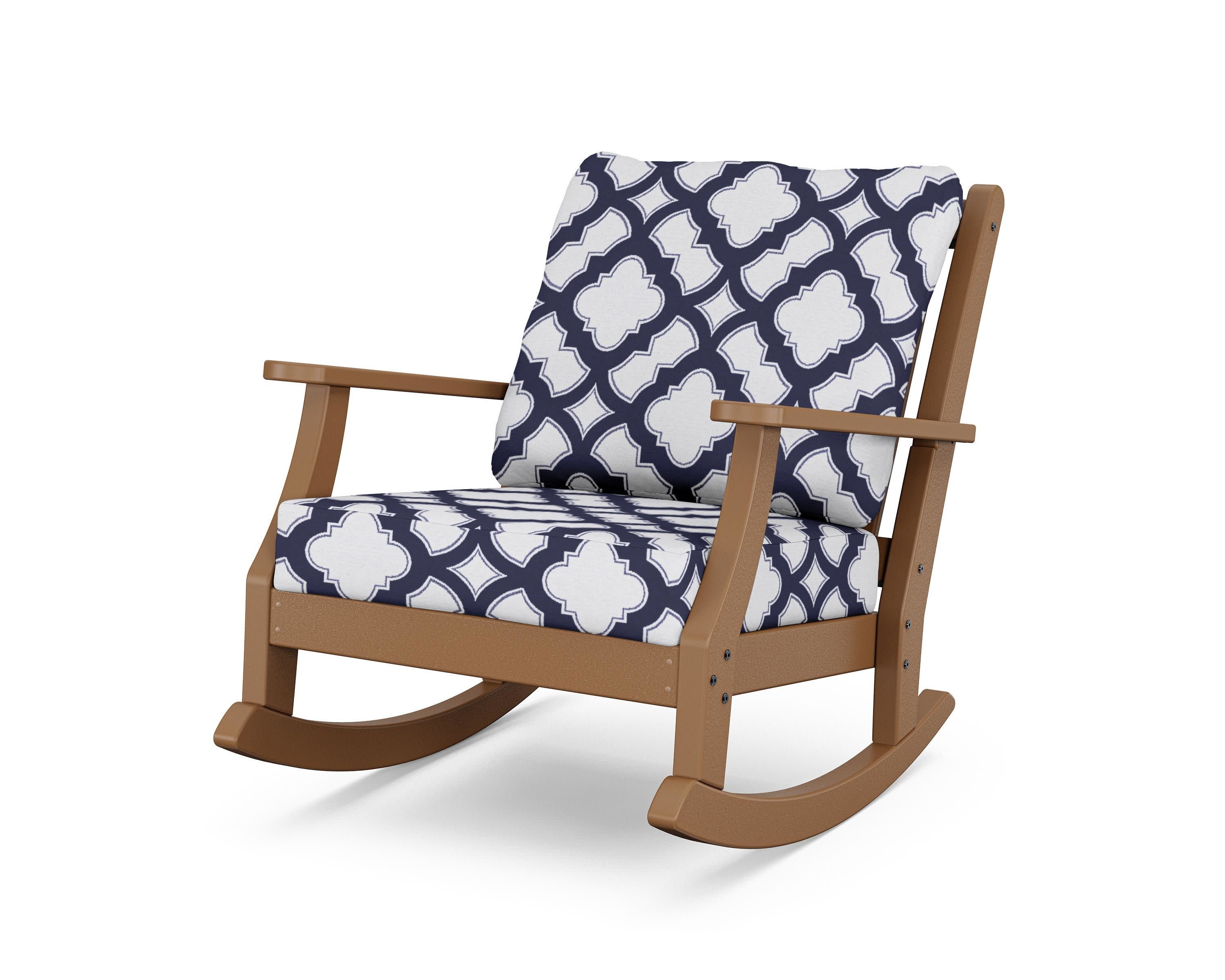 Wovendale Deep Seating Rocking Chair in Teak / Trellis Navy
